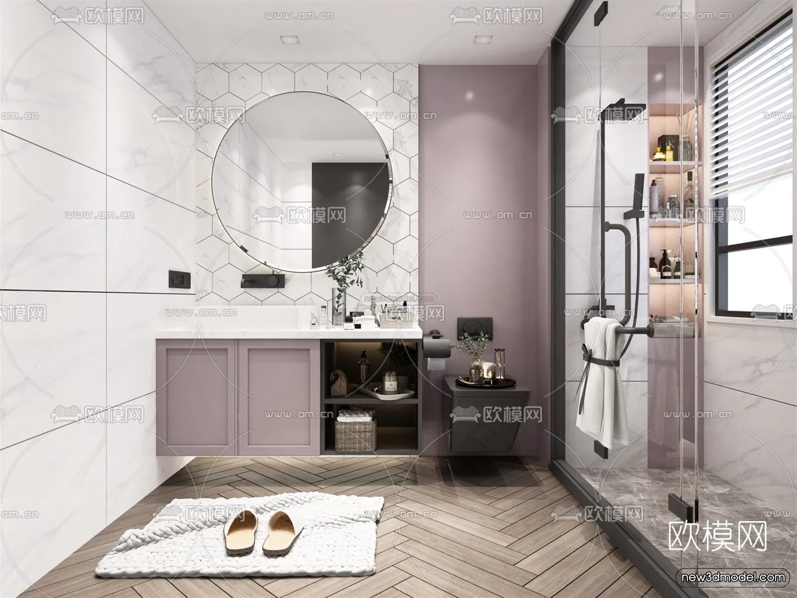 Nordic Style Interior 3D Blocks - Bathroom 3D Model - 519