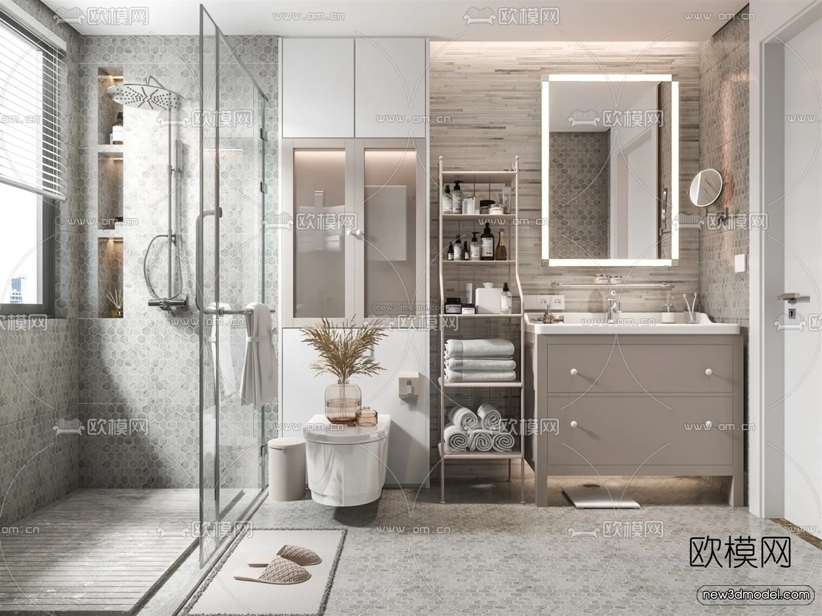 Nordic Style Interior 3D Blocks - Bathroom 3D Model - 524