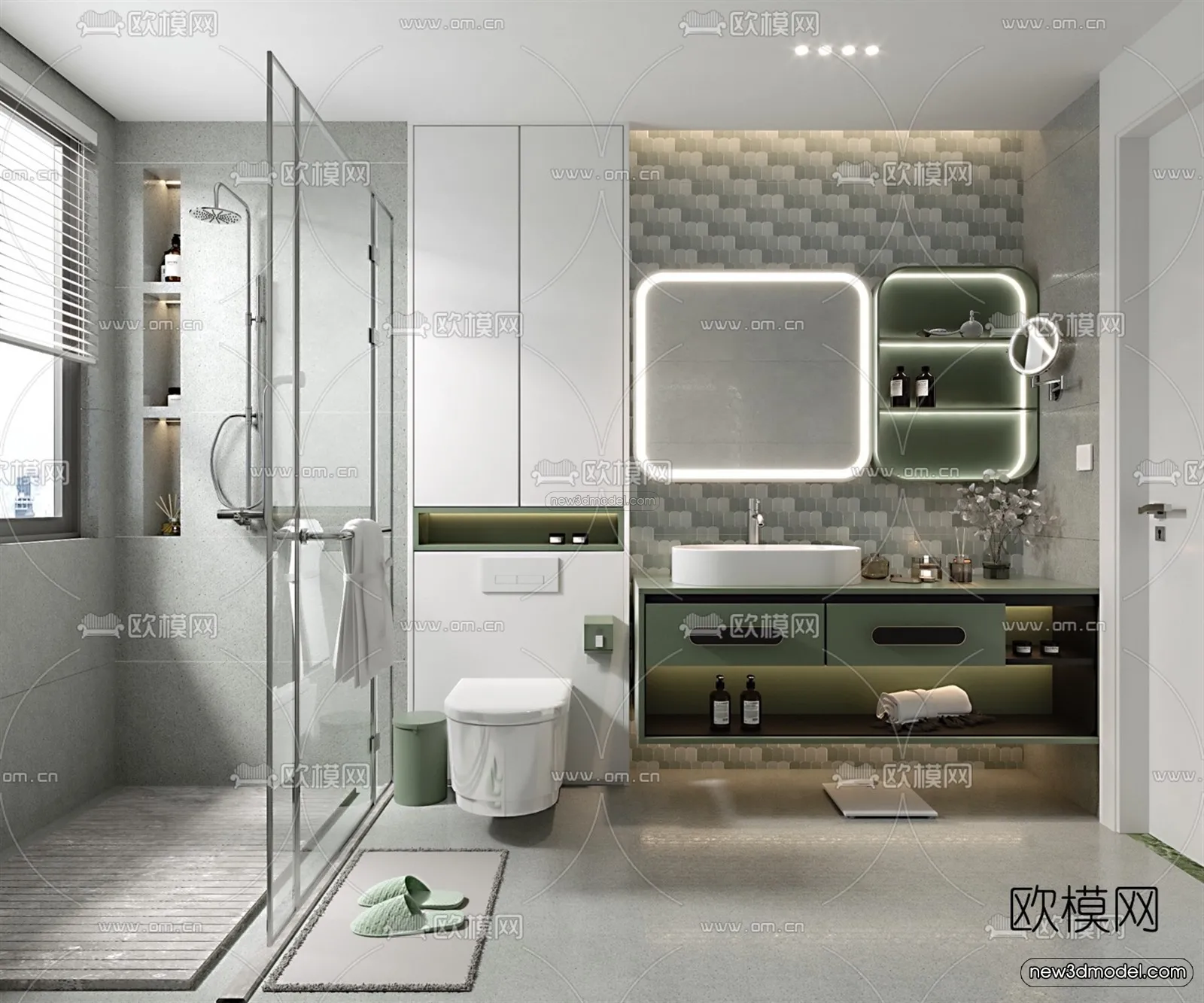 Nordic Style Interior 3D Blocks - Bathroom 3D Model - 525