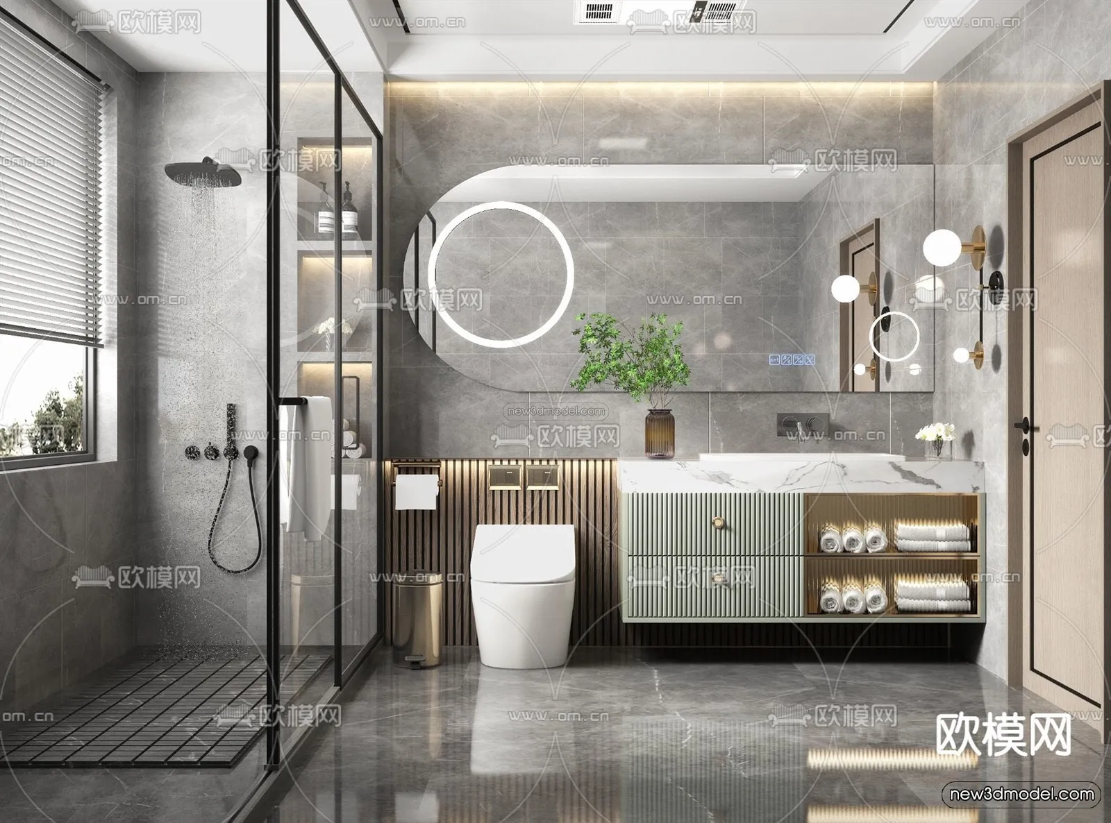 Nordic Style Interior 3D Blocks - Bathroom 3D Model - 526