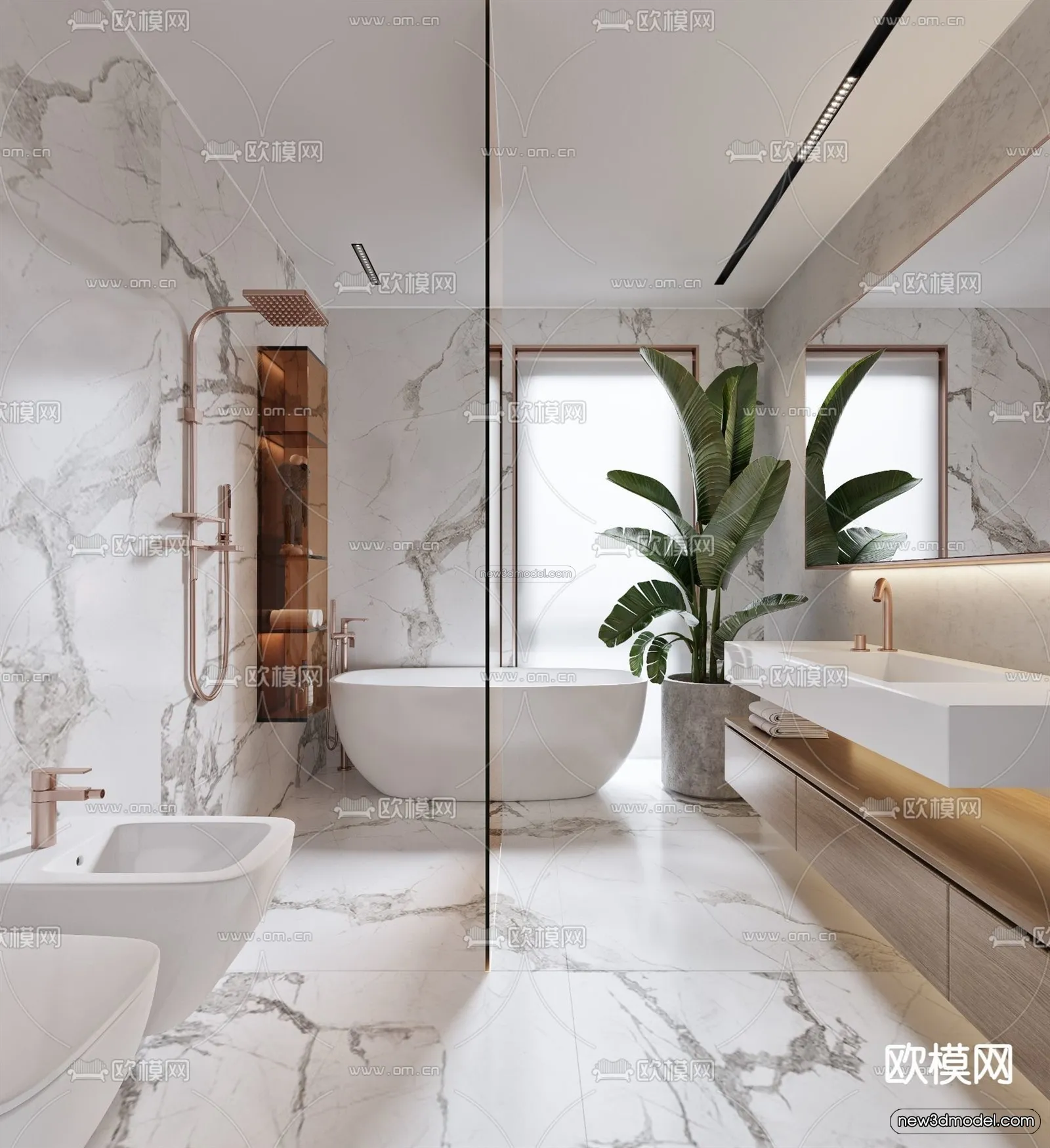 Nordic Style Interior 3D Blocks - Bathroom 3D Model - 527