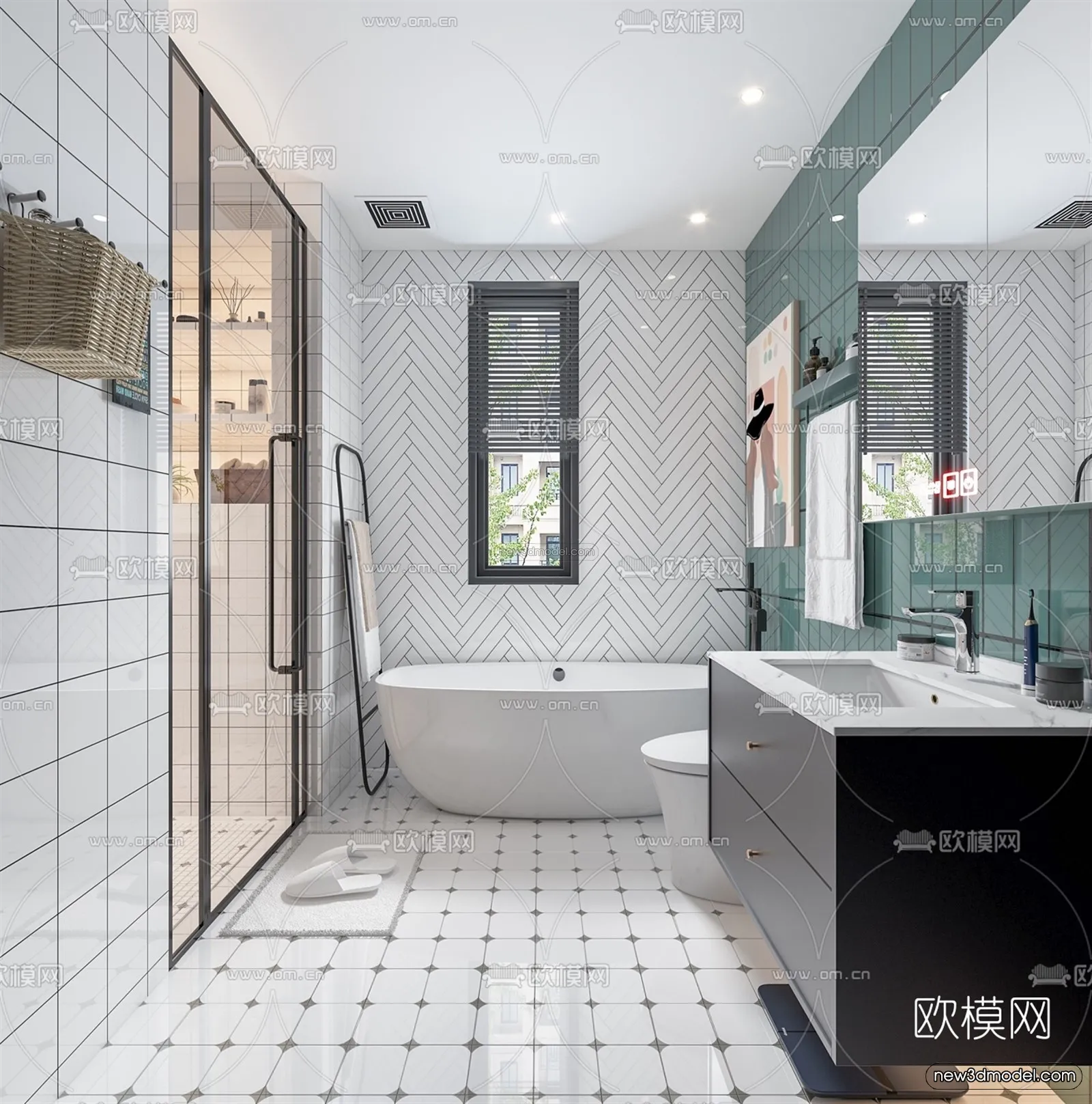 Nordic Style Interior 3D Blocks - Bathroom 3D Model - 528