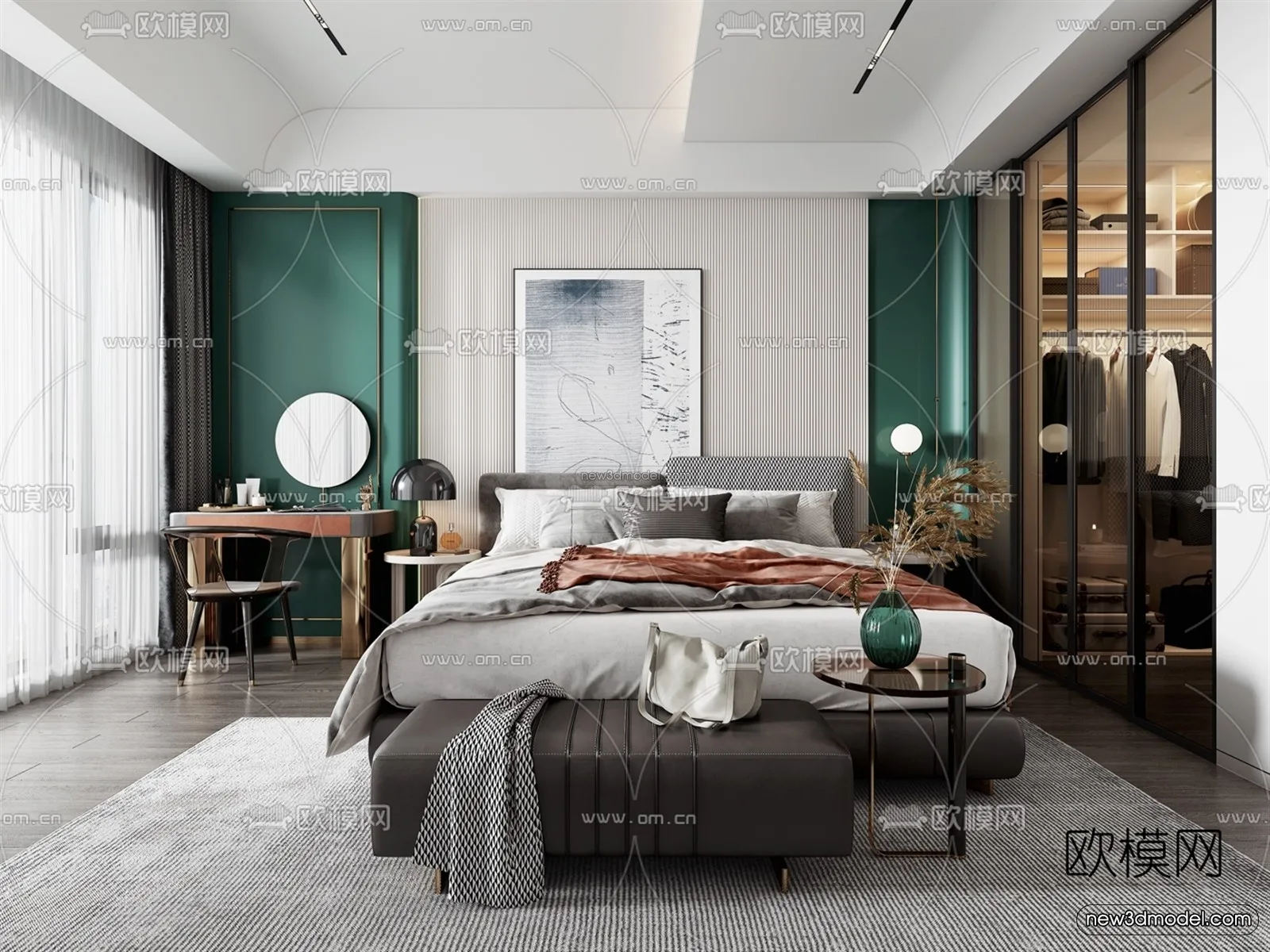 Nordic Style Interior 3D Blocks - Bedroom 3D Model - 273