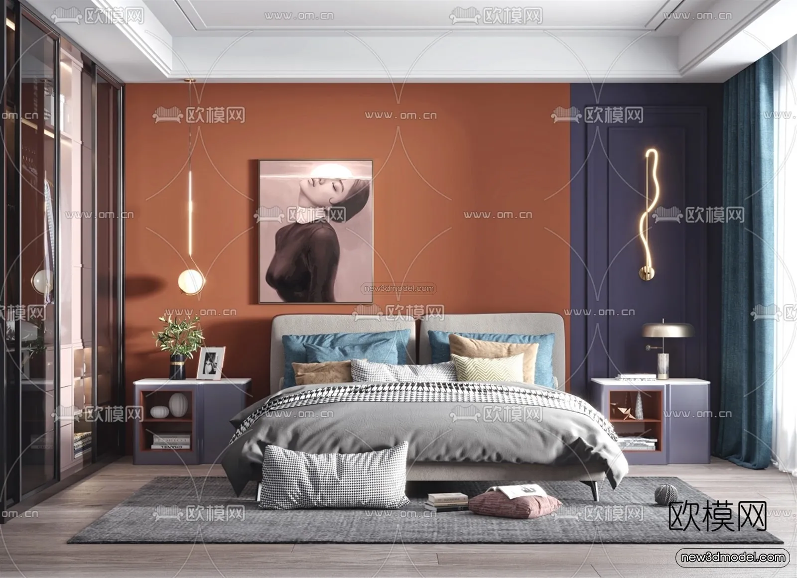 Nordic Style Interior 3D Blocks - Bedroom 3D Model - 274