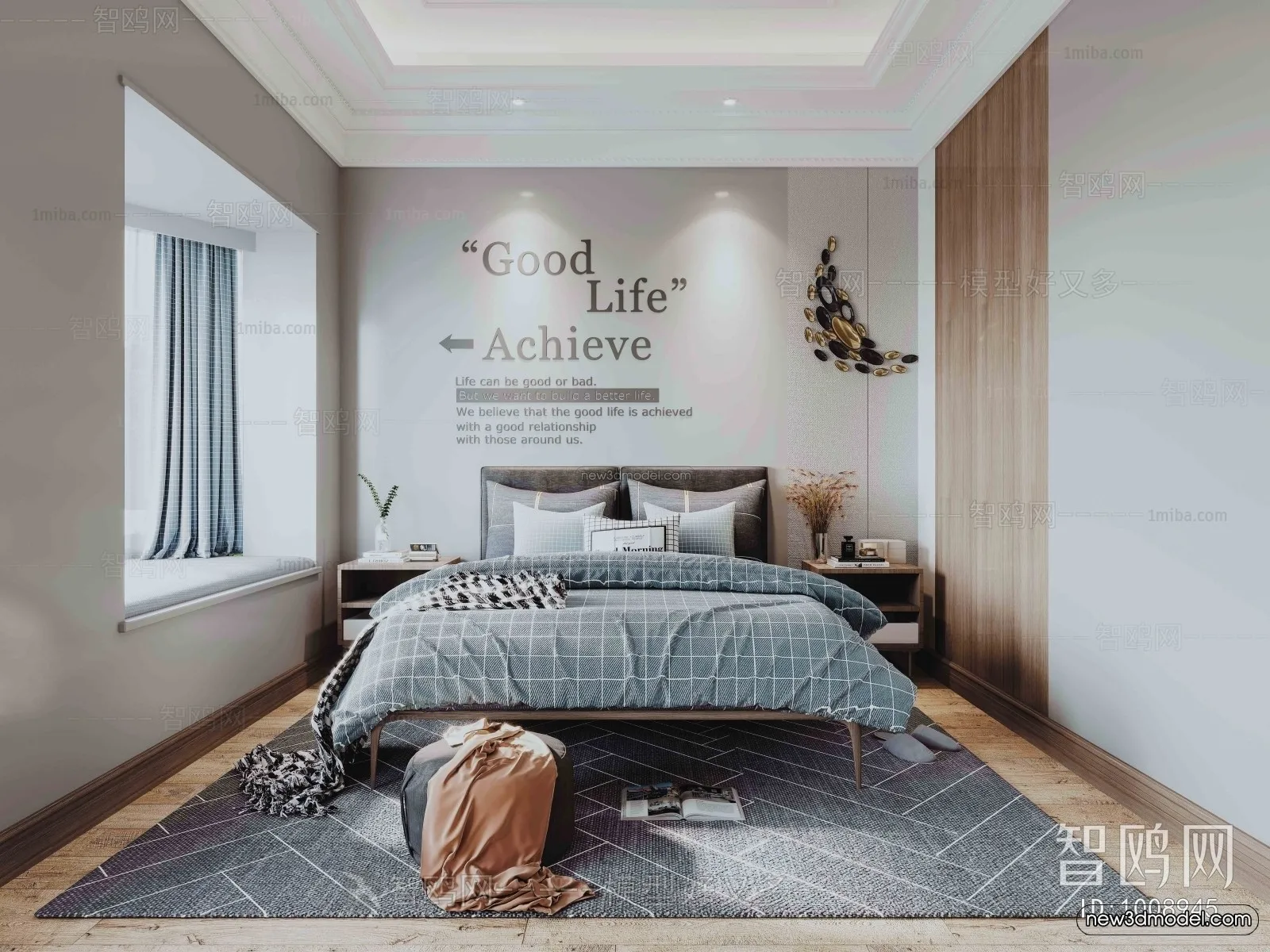 Nordic Style Interior 3D Blocks - Bedroom 3D Model - 277