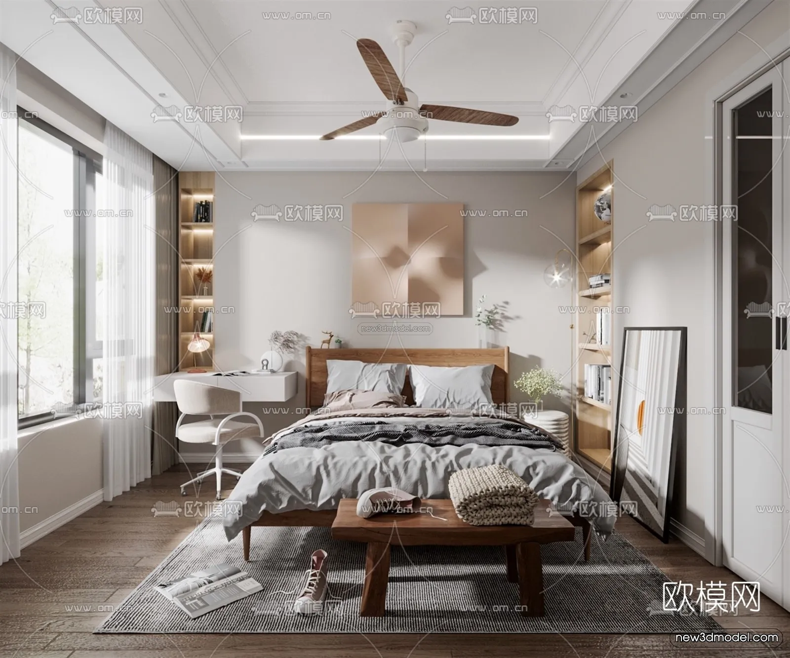 Nordic Style Interior 3D Blocks - Bedroom 3D Model - 279
