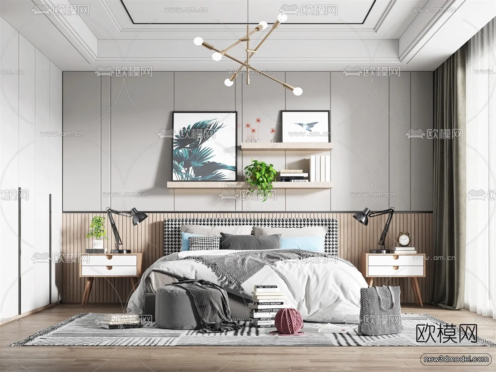 Nordic Style Interior 3D Blocks - Bedroom 3D Model - 281