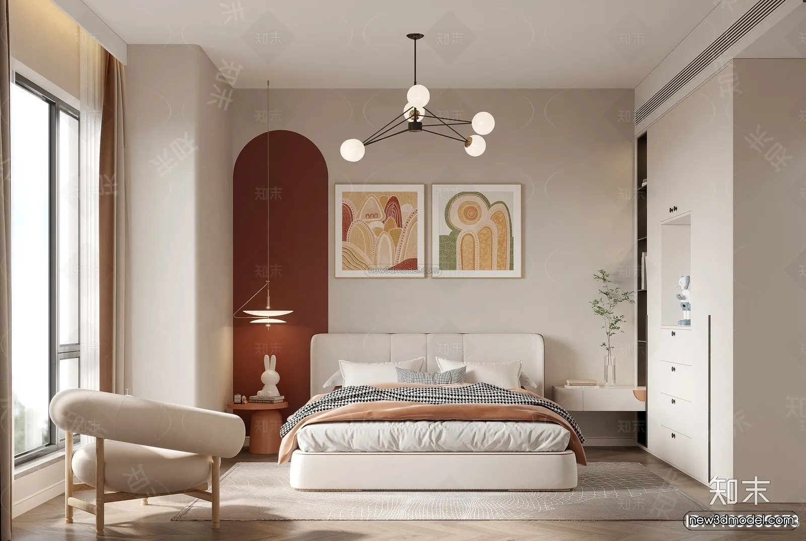Nordic Style Interior 3D Blocks - Bedroom 3D Model - 283