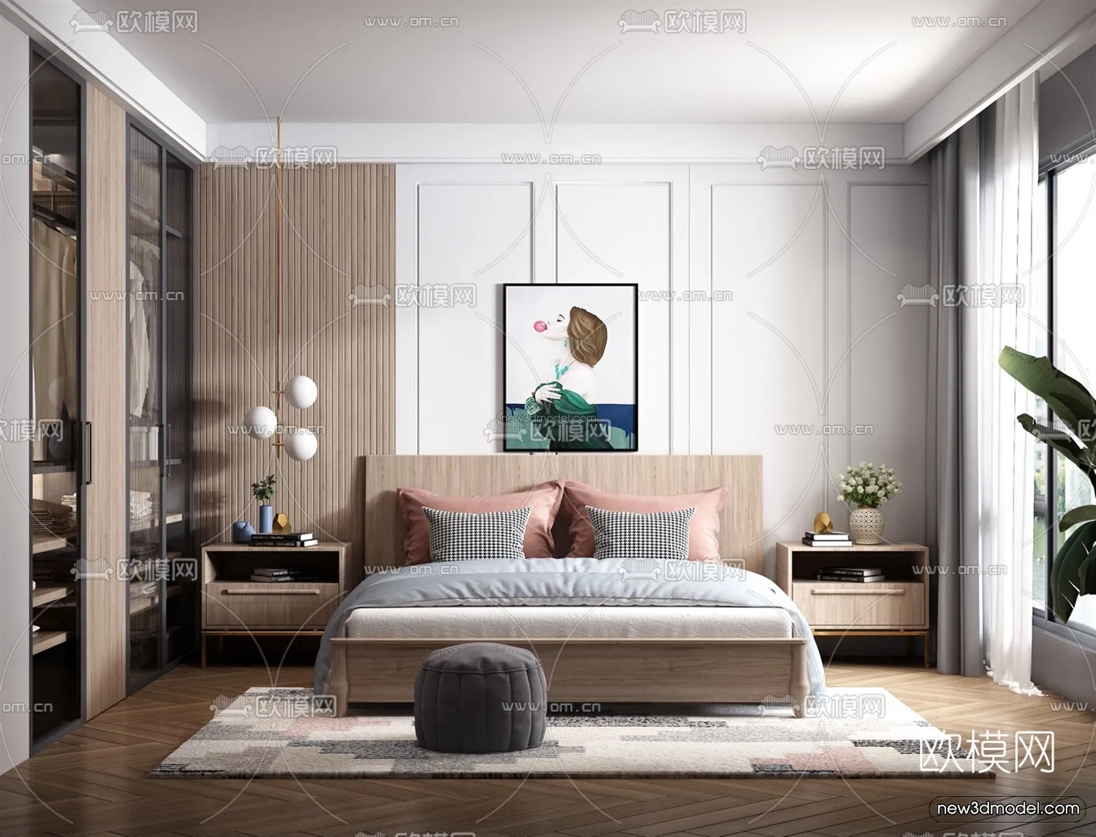 Nordic Style Interior 3D Blocks - Bedroom 3D Model - 287