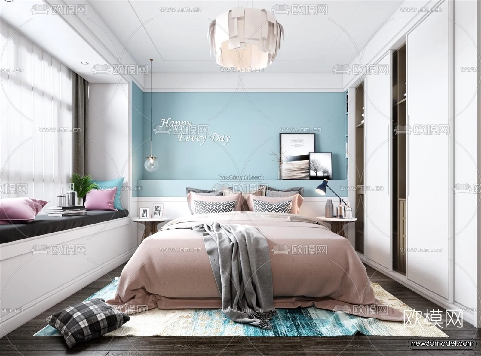 Nordic Style Interior 3D Blocks - Bedroom 3D Model - 288