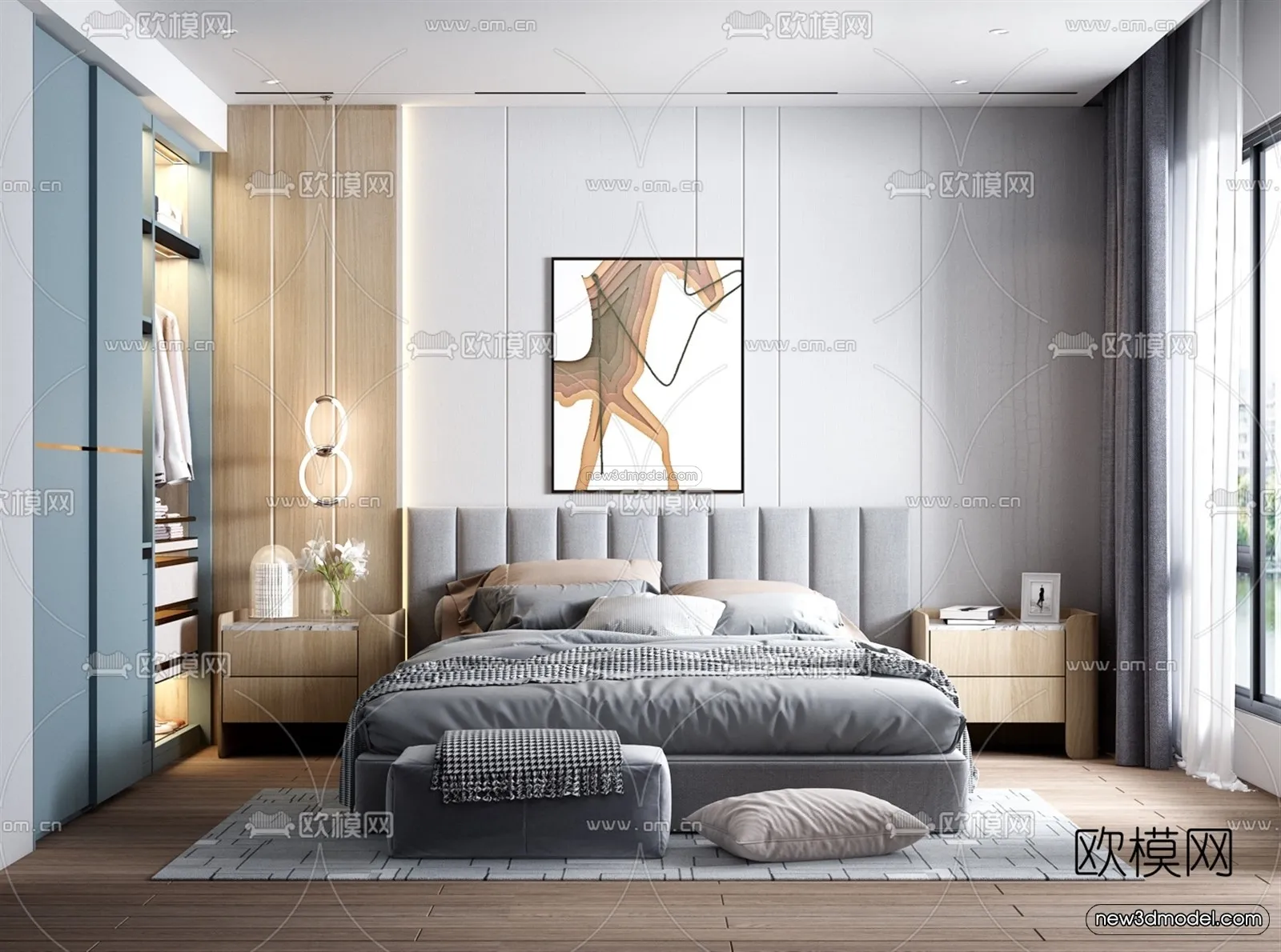 Nordic Style Interior 3D Blocks - Bedroom 3D Model - 295