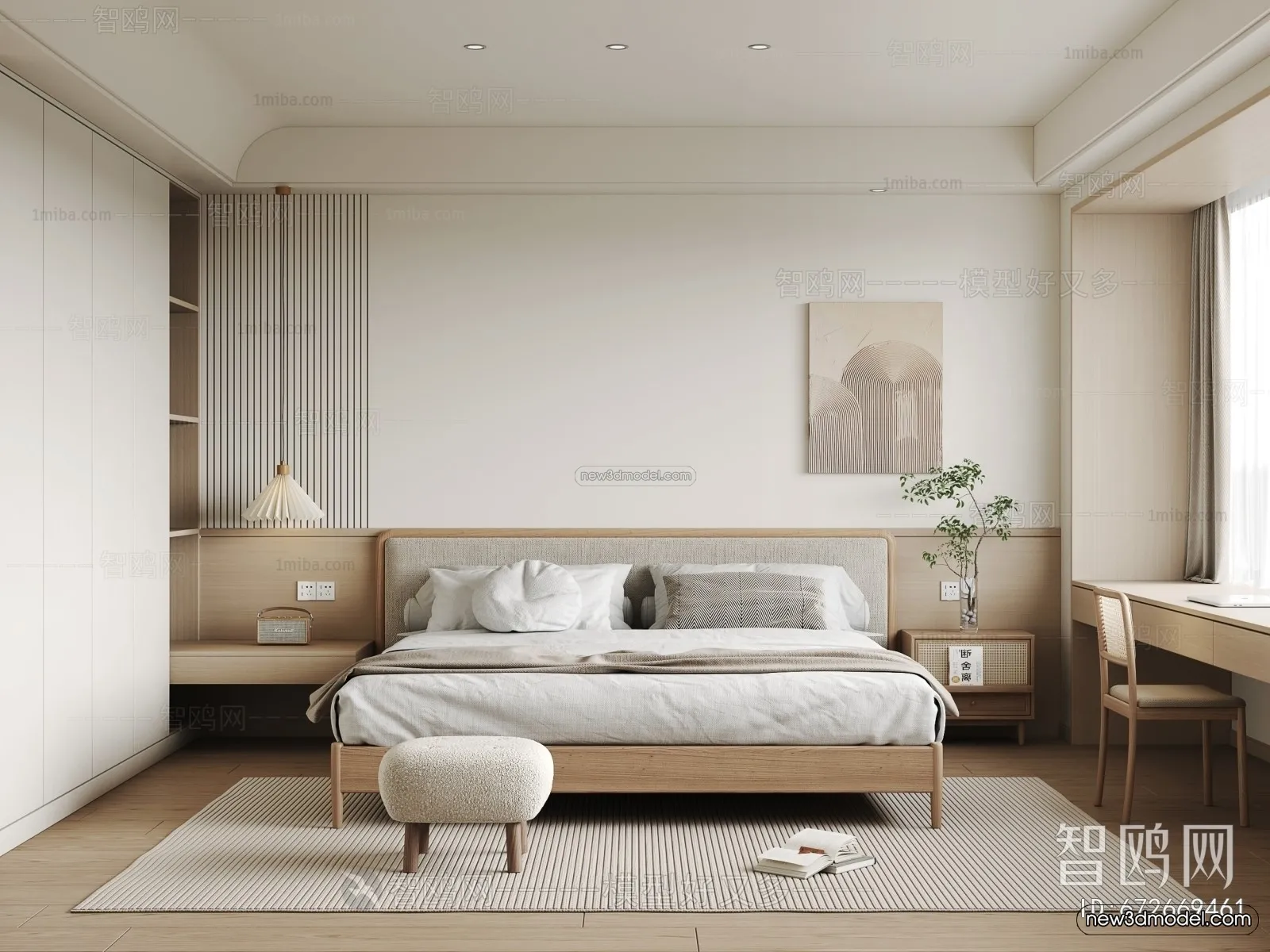 Nordic Style Interior 3D Blocks - Bedroom 3D Model - 305