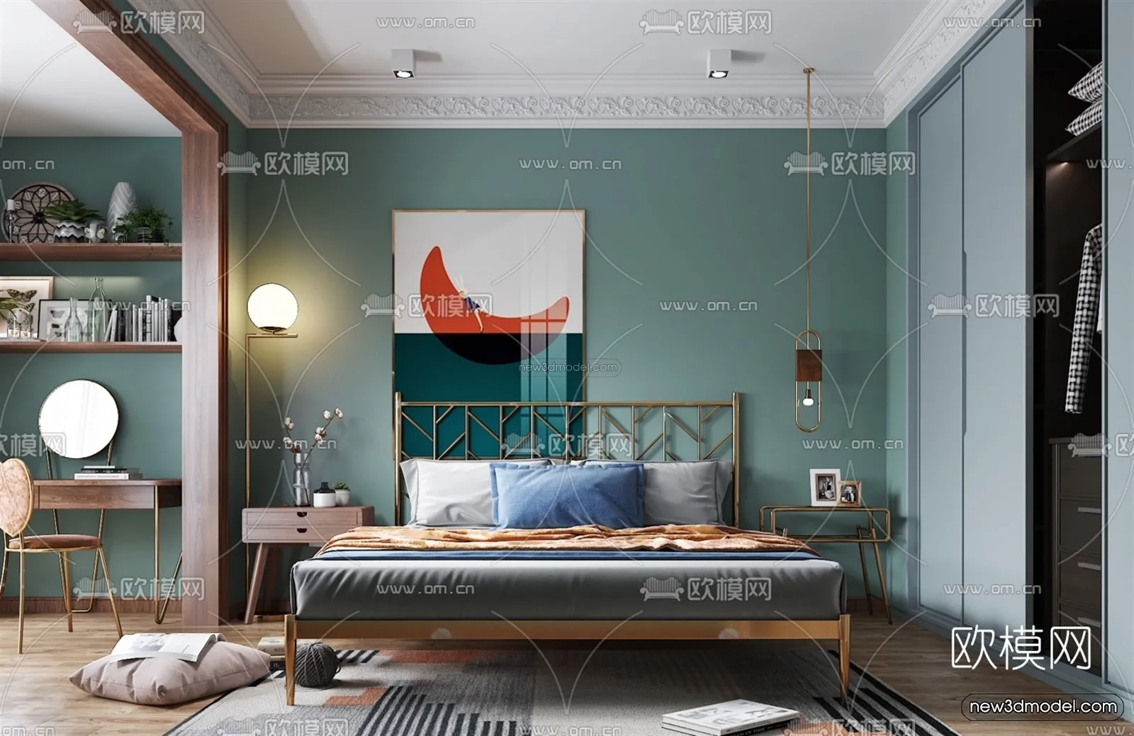 Nordic Style Interior 3D Blocks - Bedroom 3D Model - 307