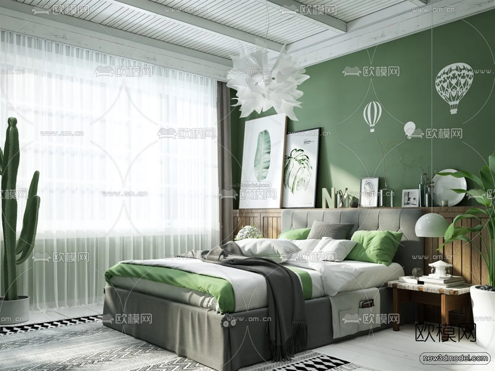 Nordic Style Interior 3D Blocks - Bedroom 3D Model - 308