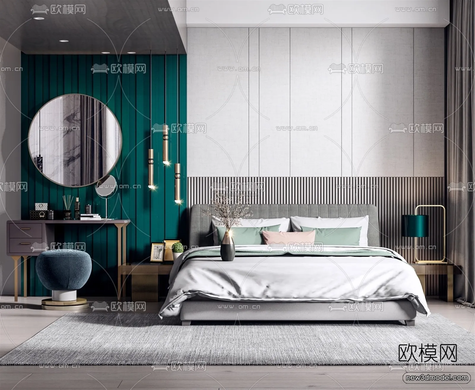 Nordic Style Interior 3D Blocks - Bedroom 3D Model - 311