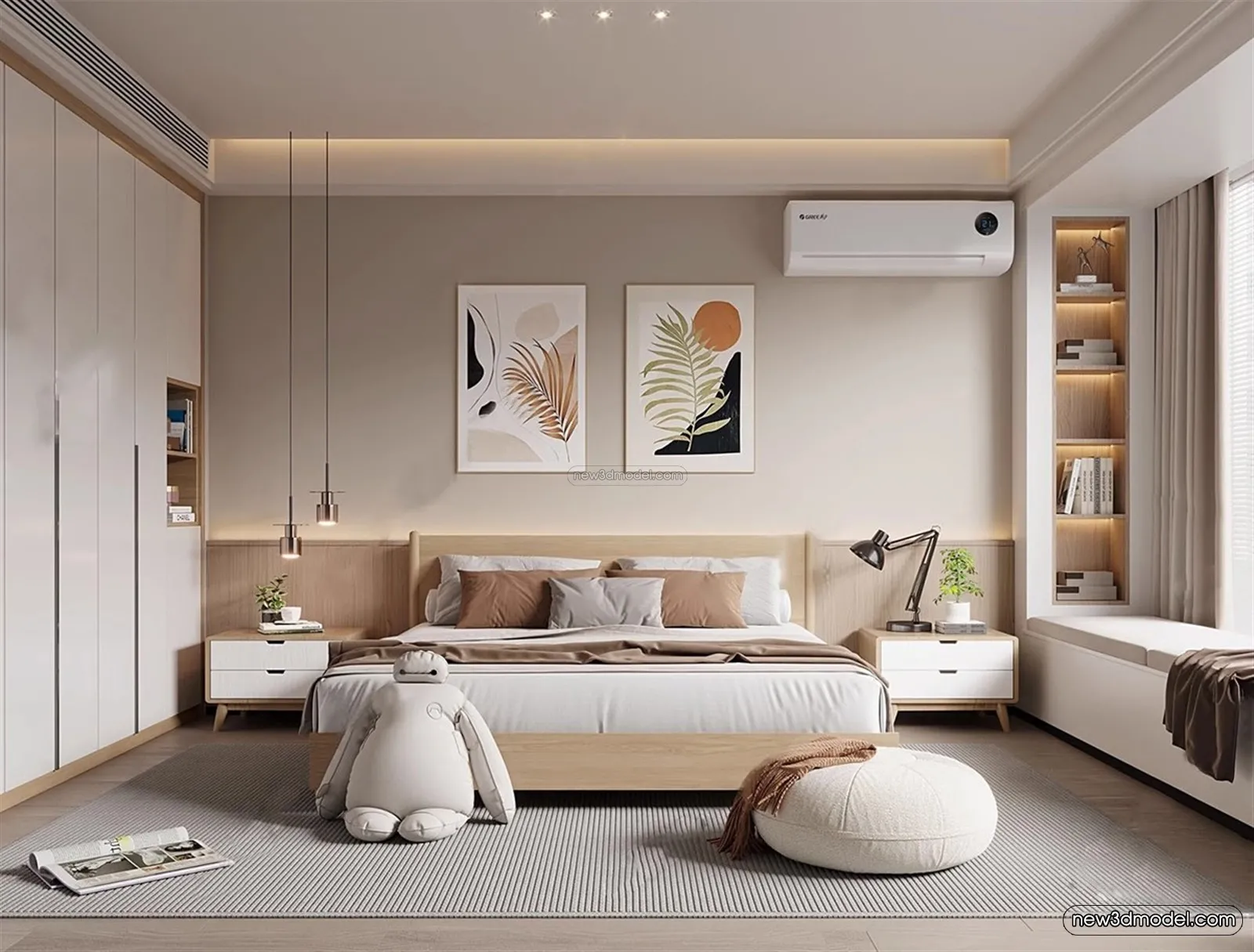 Nordic Style Interior 3D Blocks - Bedroom 3D Model - 318