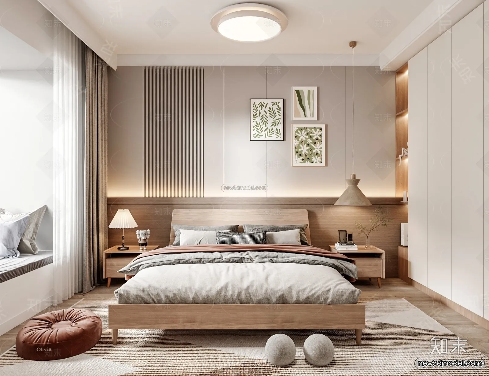 Nordic Style Interior 3D Blocks - Bedroom 3D Model - 319