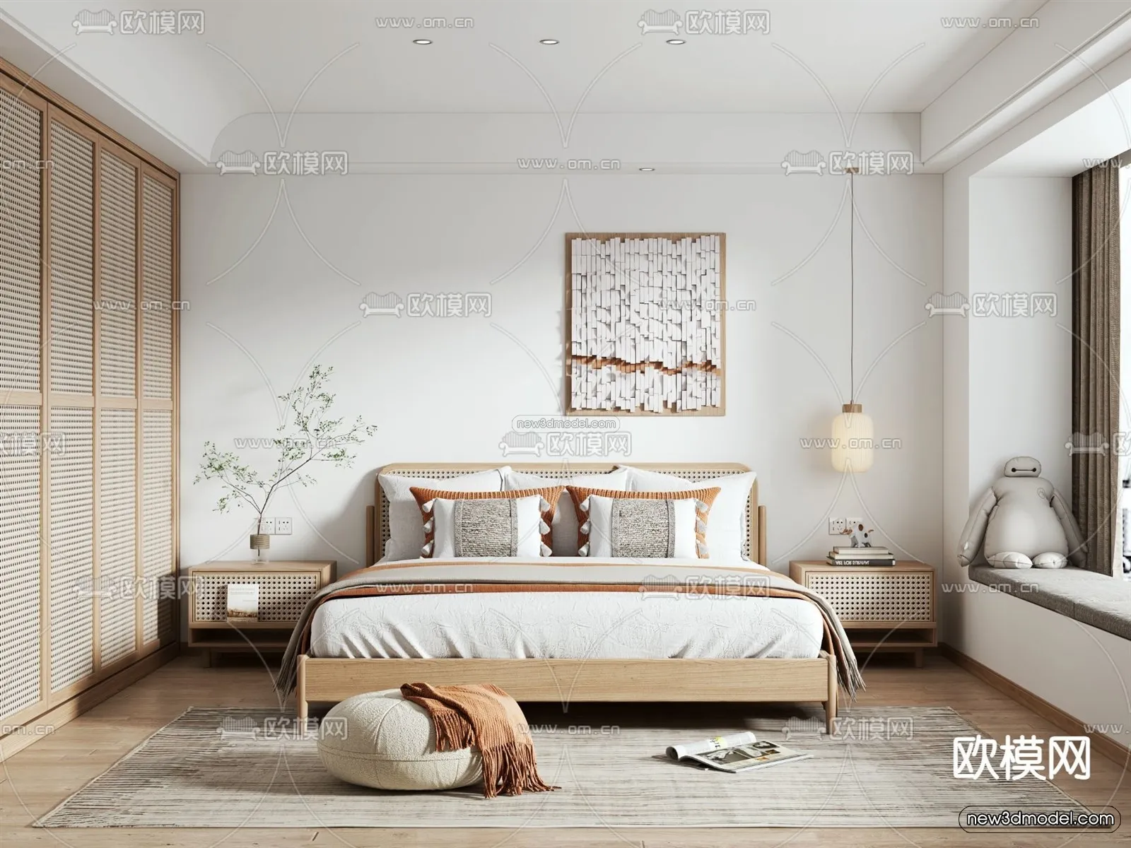 Nordic Style Interior 3D Blocks - Bedroom 3D Model - 325