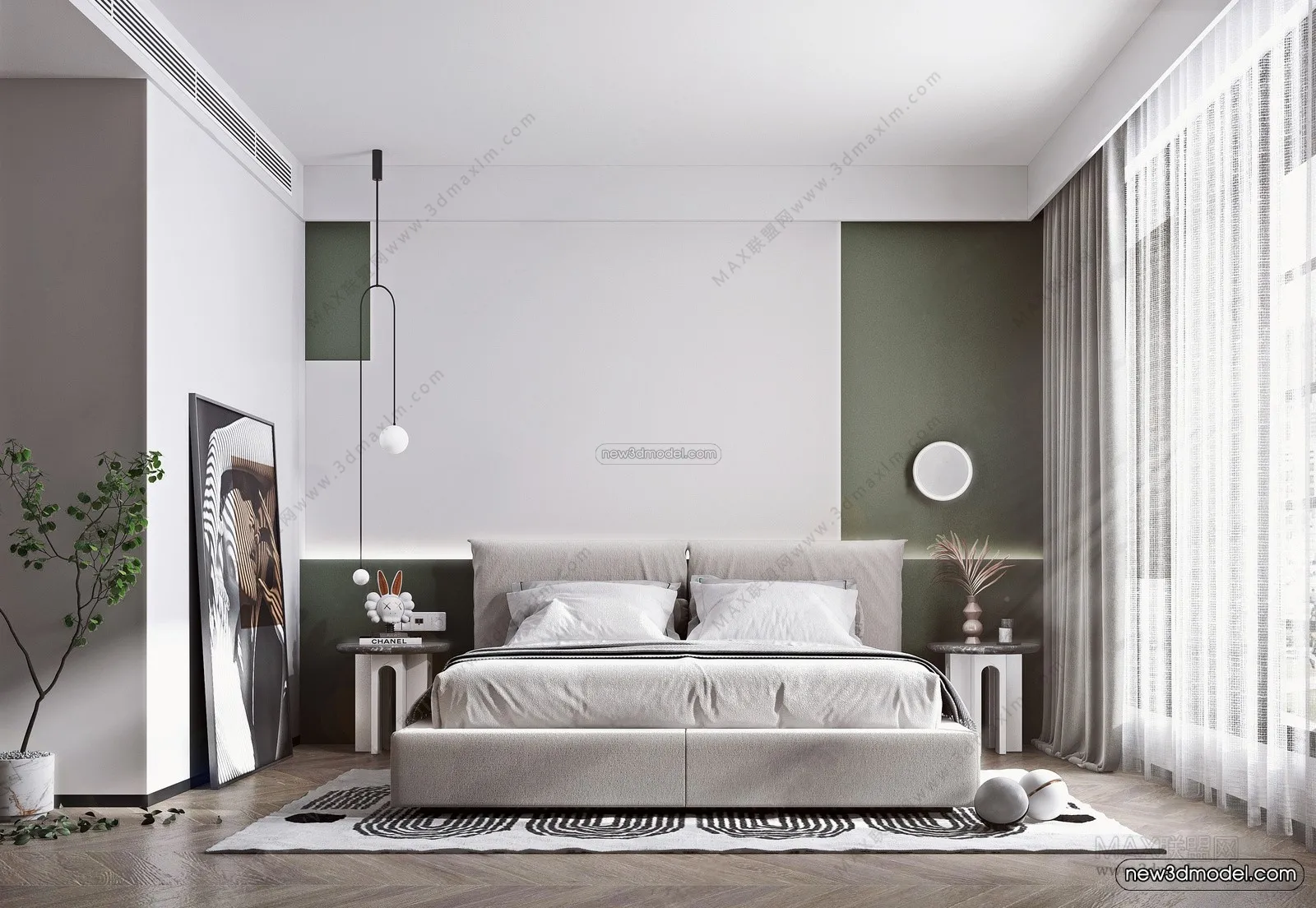 Nordic Style Interior 3D Blocks - Bedroom 3D Model - 332
