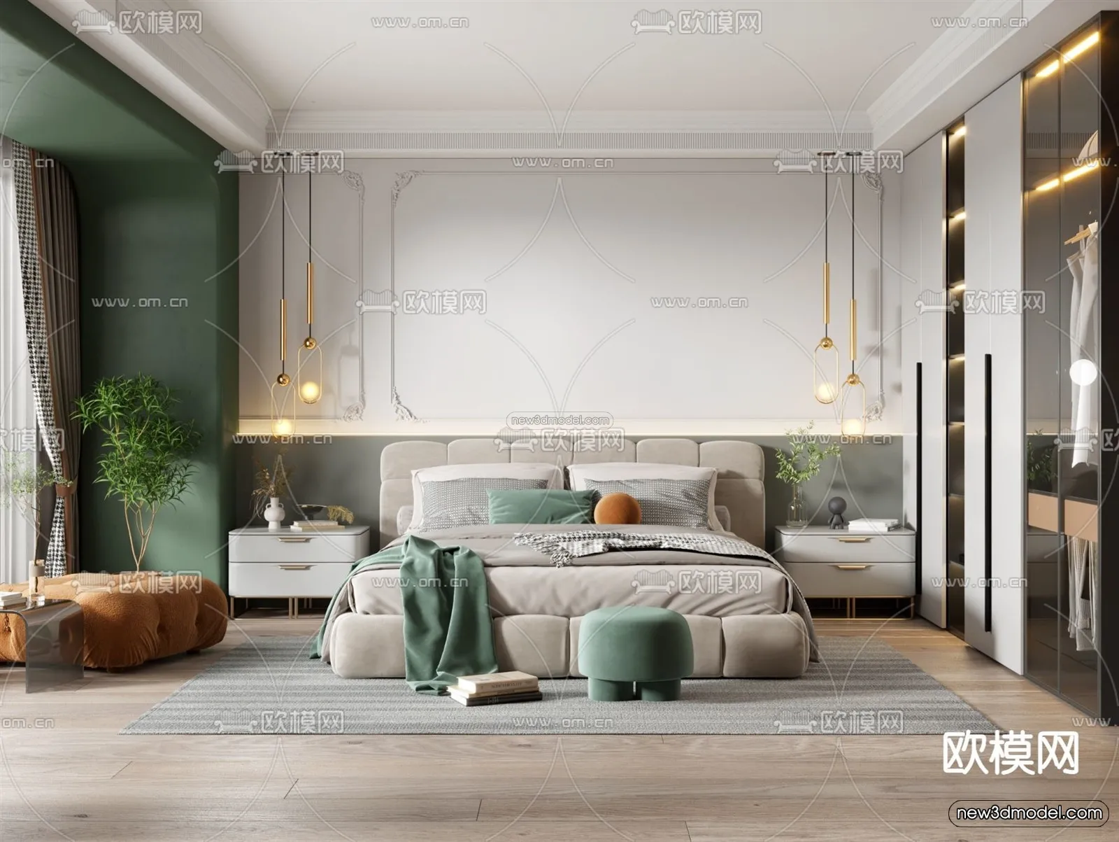 Nordic Style Interior 3D Blocks - Bedroom 3D Model - 337