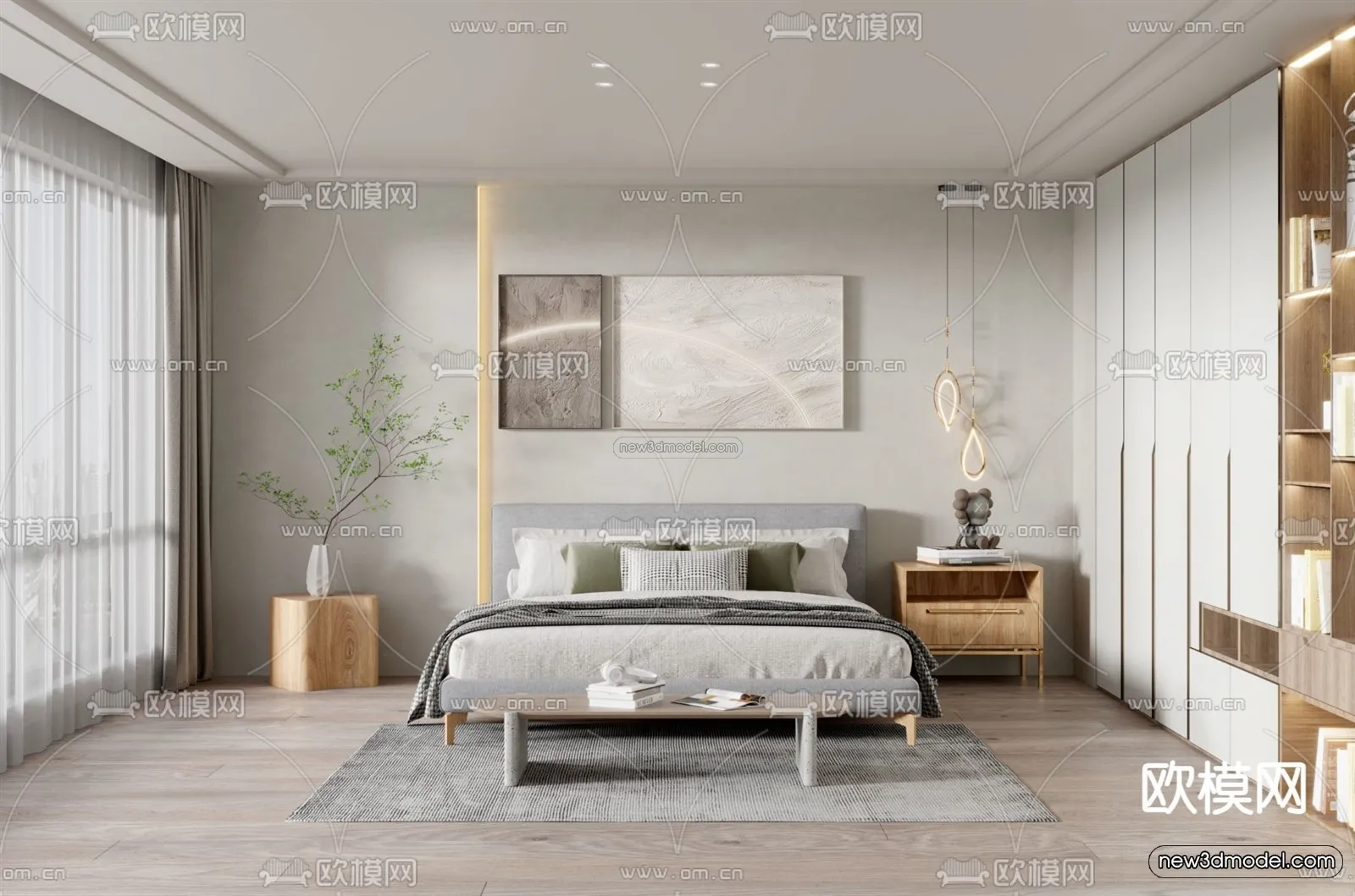 Nordic Style Interior 3D Blocks - Bedroom 3D Model - 339