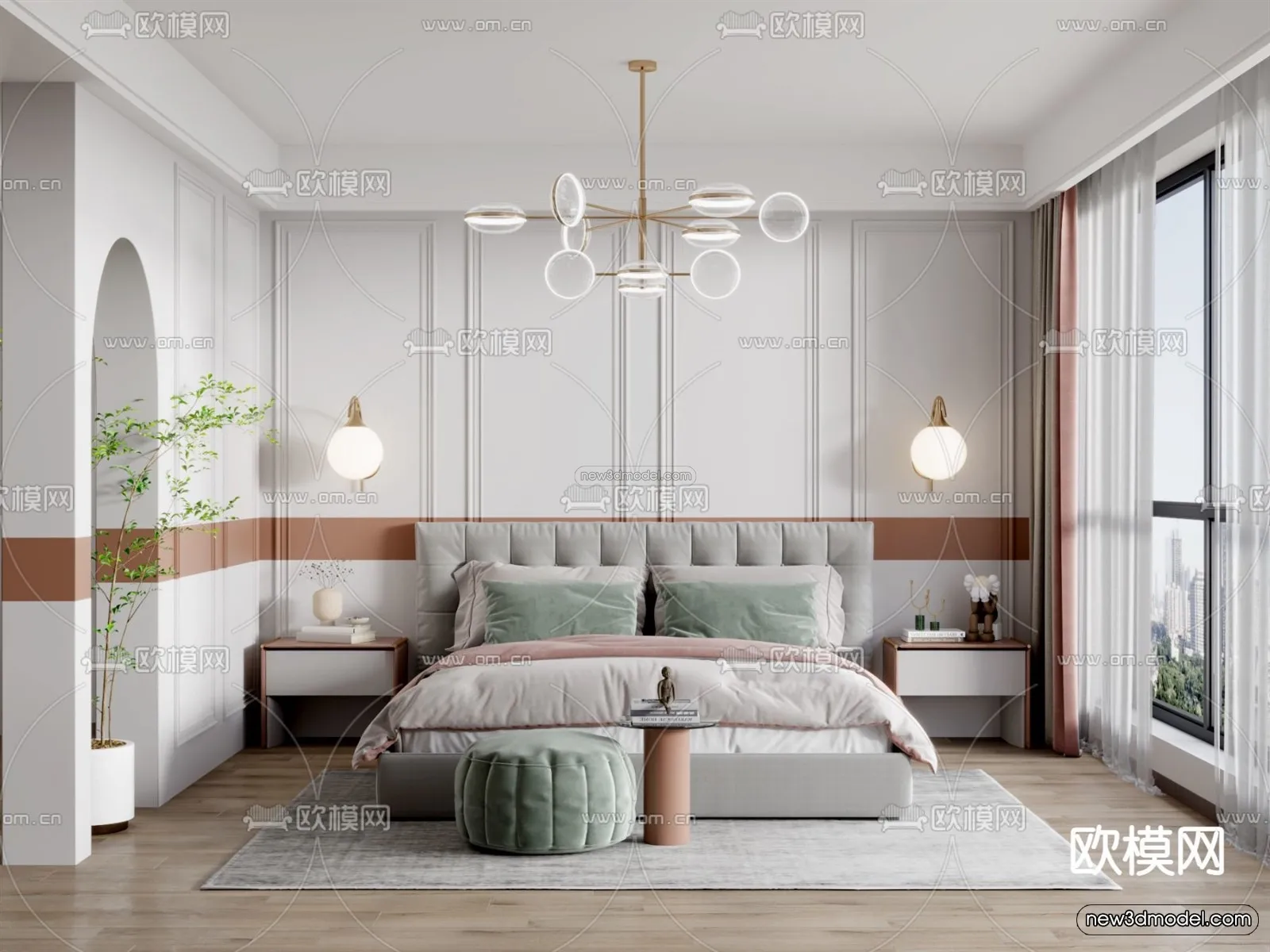 Nordic Style Interior 3D Blocks - Bedroom 3D Model - 341