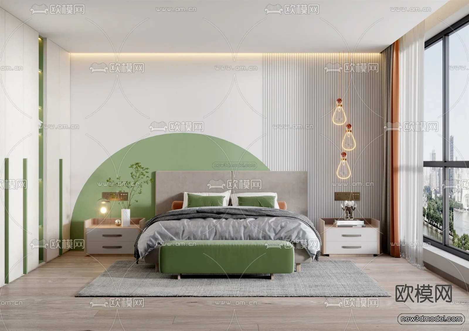 Nordic Style Interior 3D Blocks - Bedroom 3D Model - 343
