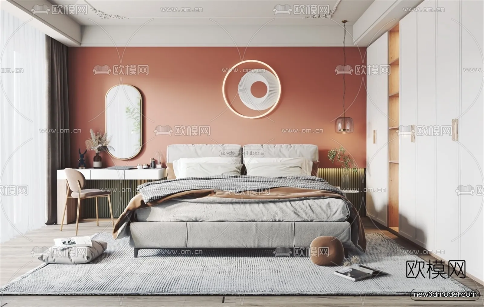 Nordic Style Interior 3D Blocks - Bedroom 3D Model - 344