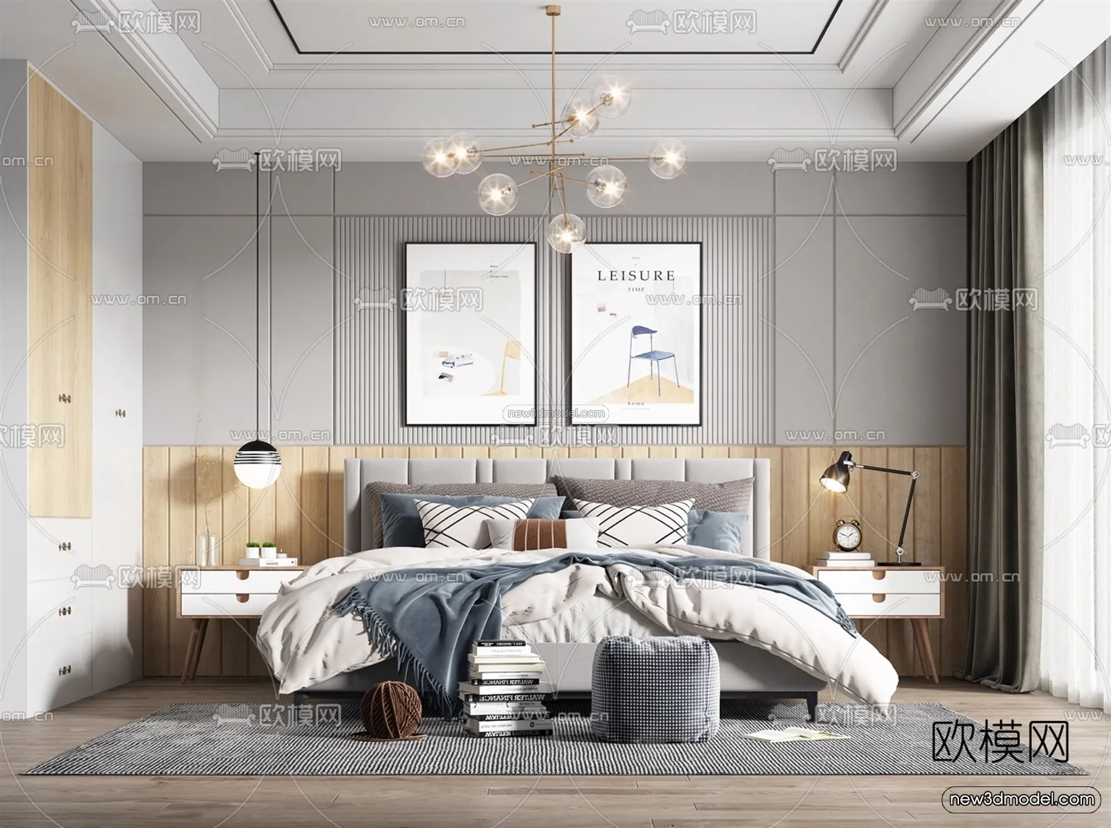 Nordic Style Interior 3D Blocks - Bedroom 3D Model - 350