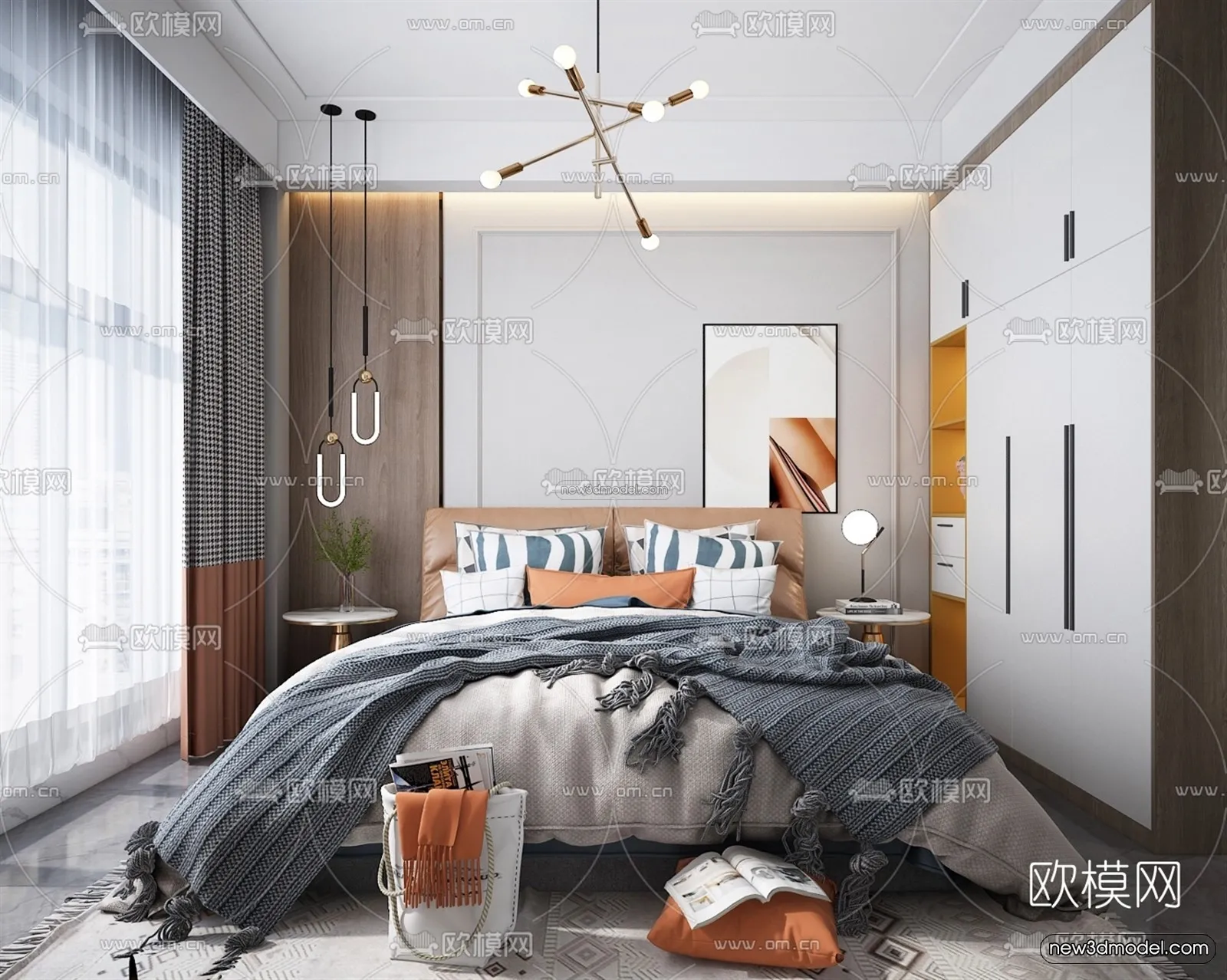 Nordic Style Interior 3D Blocks - Bedroom 3D Model - 352