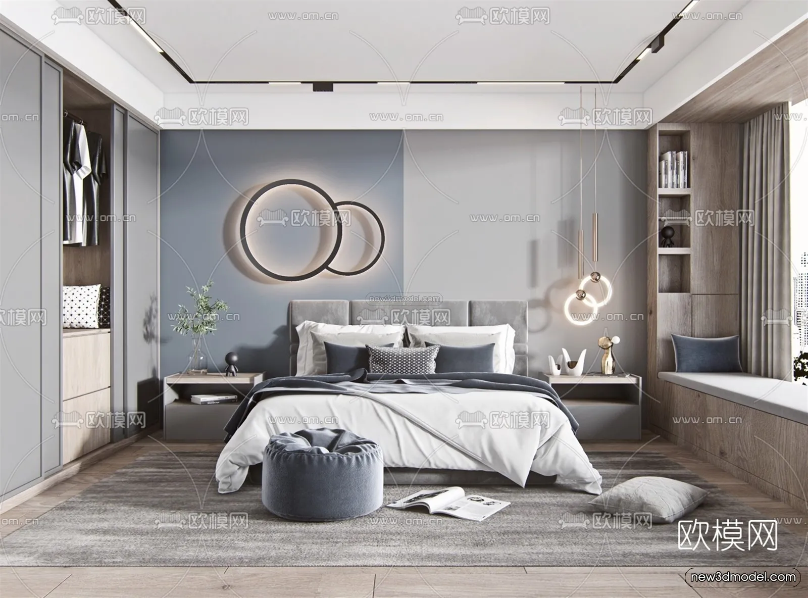 Nordic Style Interior 3D Blocks - Bedroom 3D Model - 353