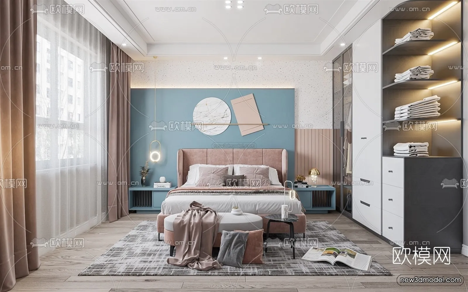 Nordic Style Interior 3D Blocks - Bedroom 3D Model - 354