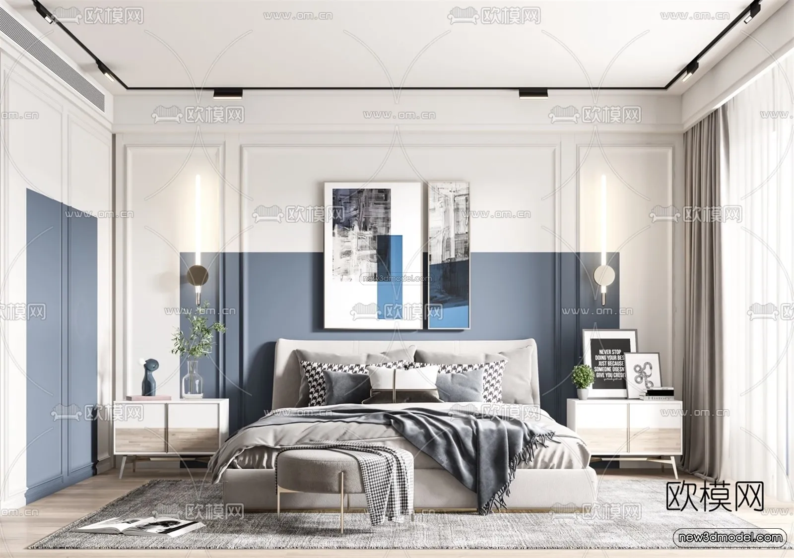 Nordic Style Interior 3D Blocks - Bedroom 3D Model - 363