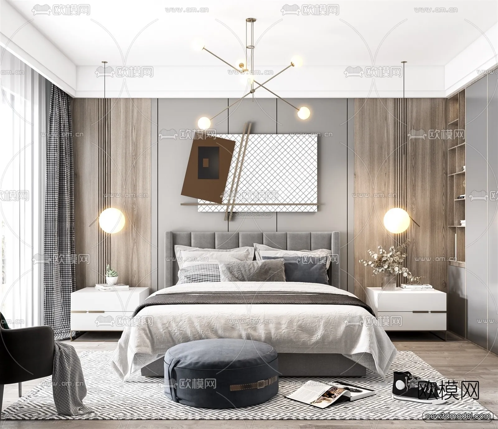 Nordic Style Interior 3D Blocks - Bedroom 3D Model - 364