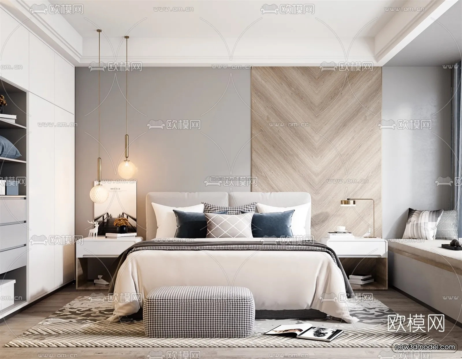 Nordic Style Interior 3D Blocks - Bedroom 3D Model - 365