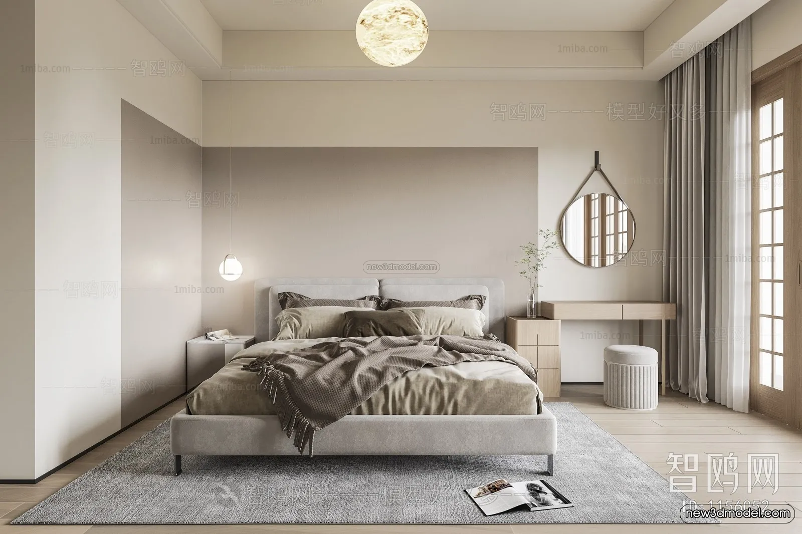 Nordic Style Interior 3D Blocks - Bedroom 3D Model - 366