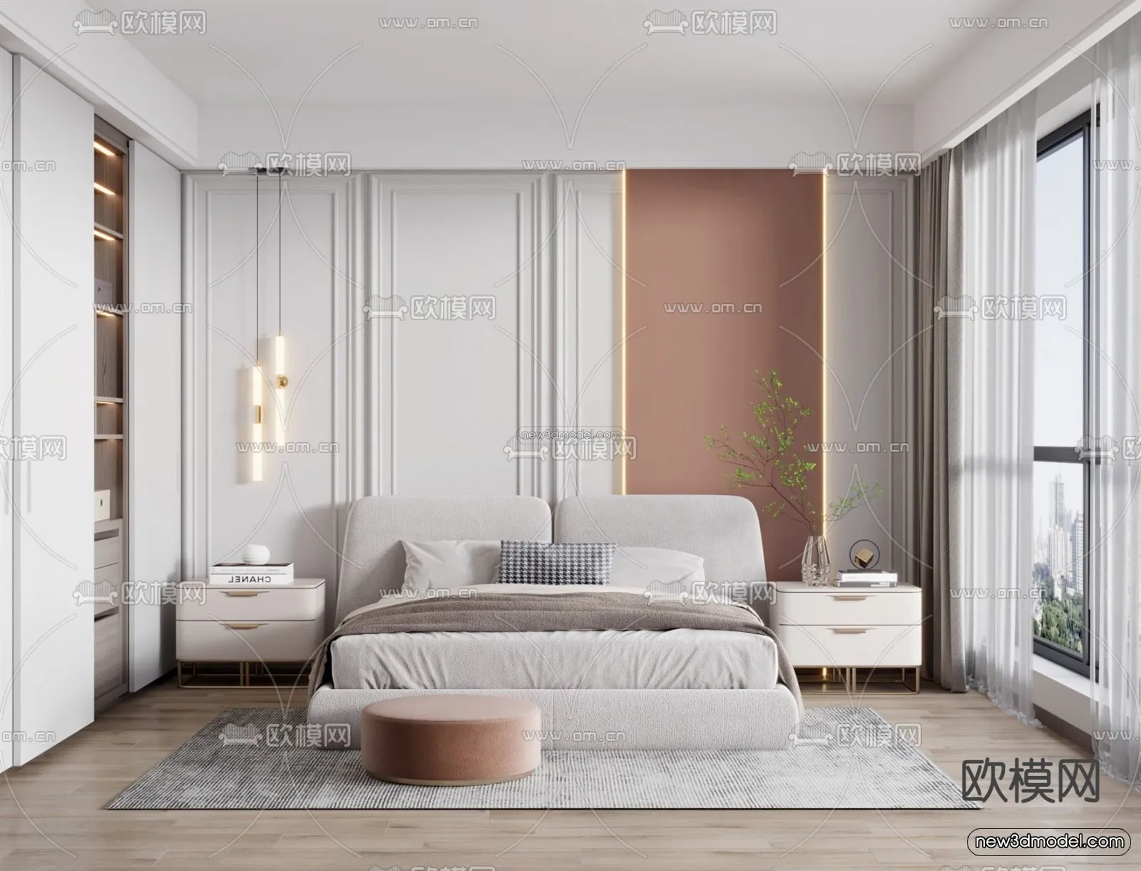 Nordic Style Interior 3D Blocks – Bedroom 3D Model – 370 – VRAY