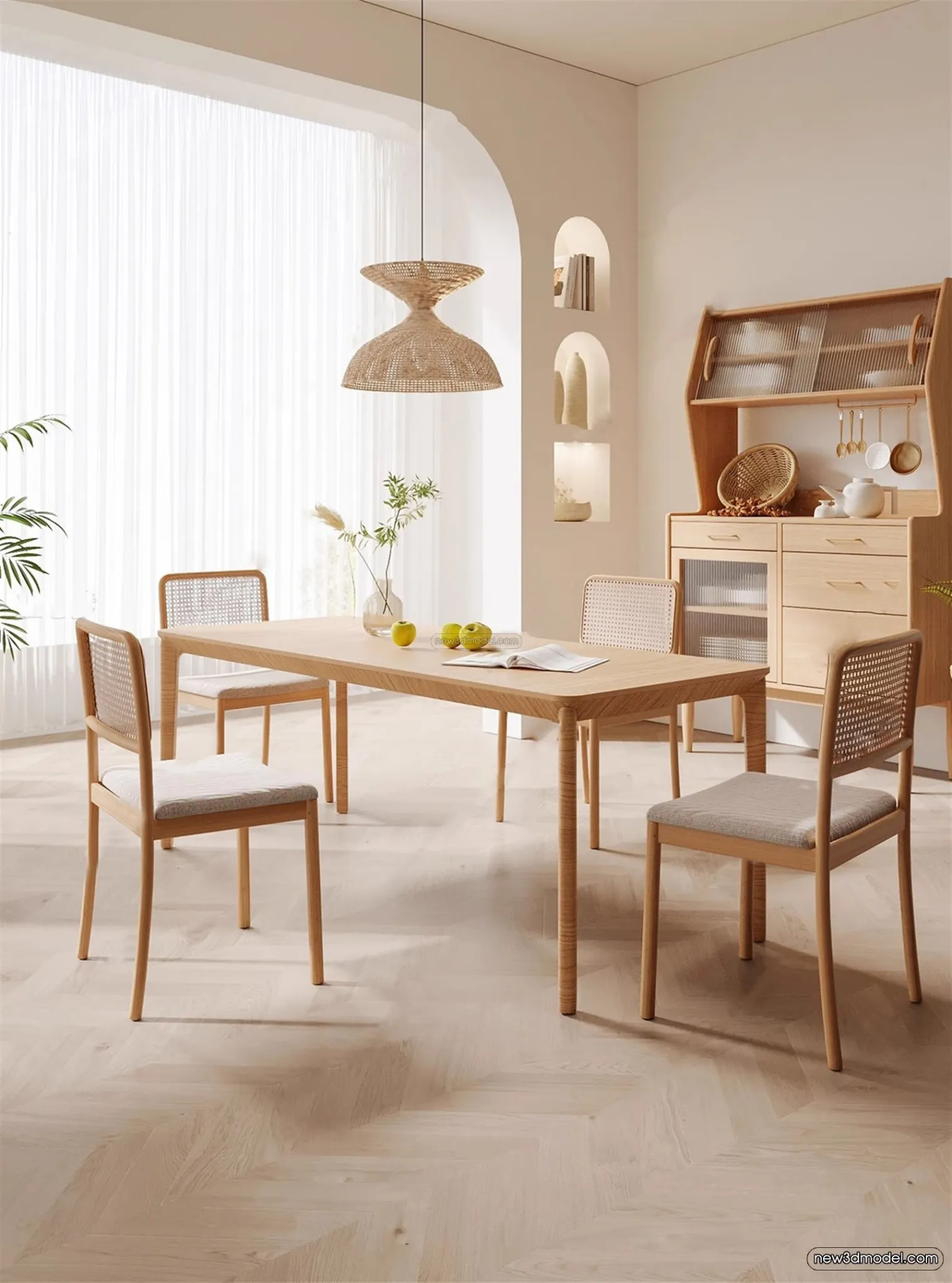 Nordic Style Interior 3D Blocks - Dining Room 3D Model - 403