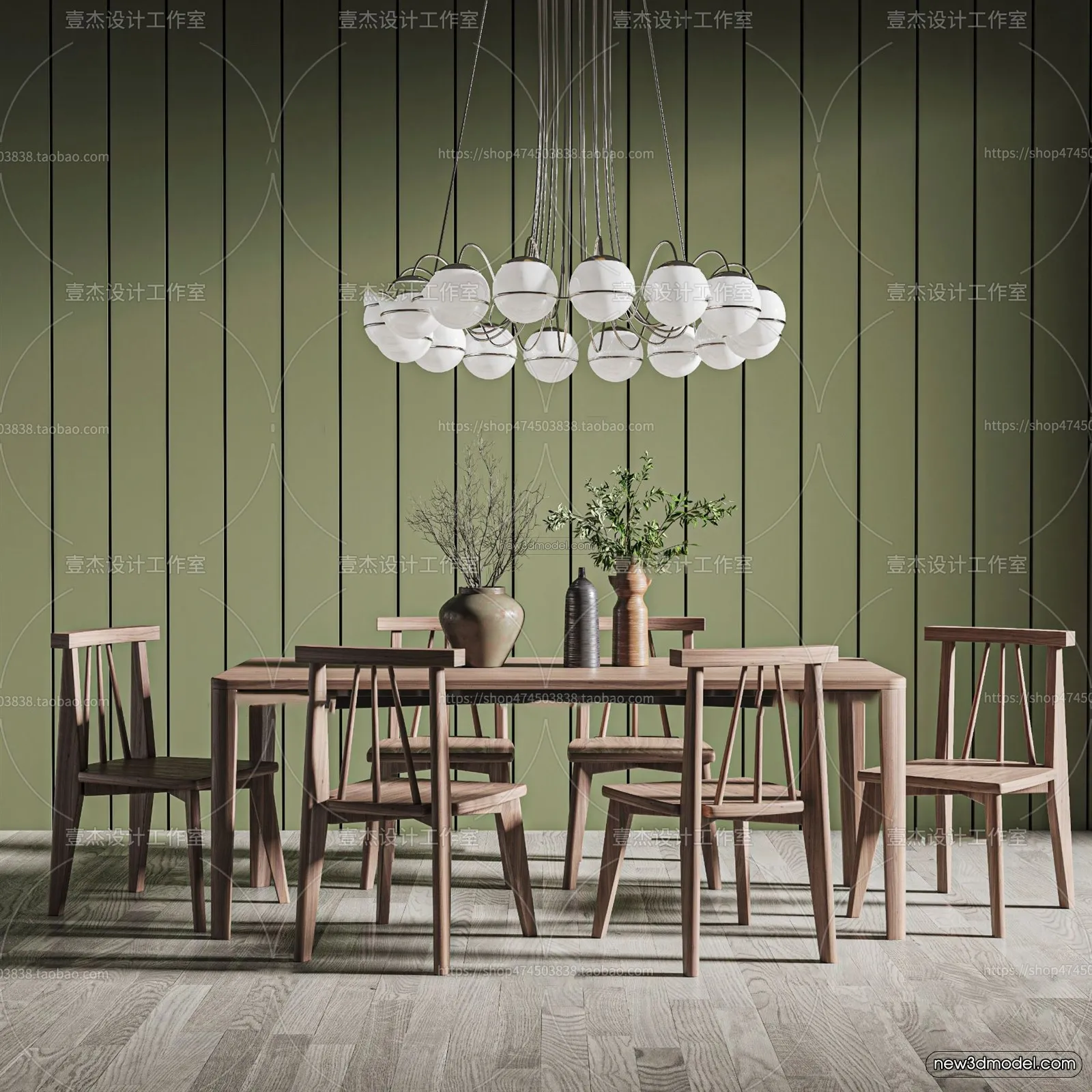 Nordic Style Interior 3D Blocks - Dining Room 3D Model - 404