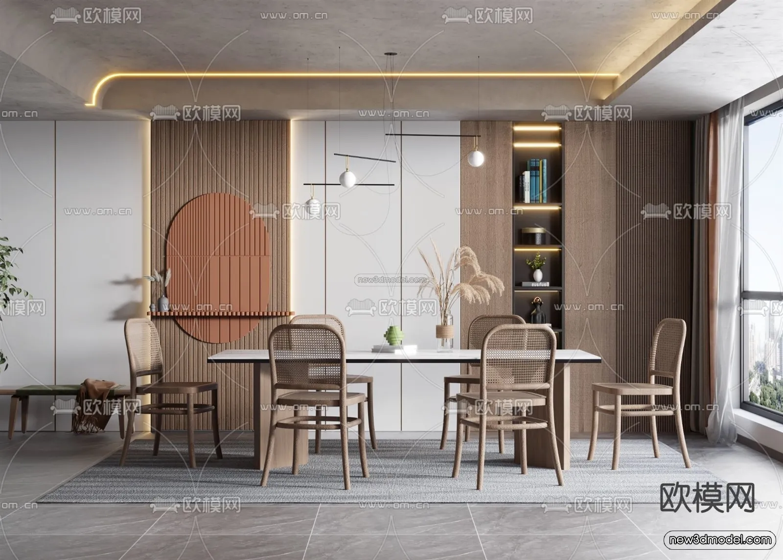 Nordic Style Interior 3D Blocks - Dining Room 3D Model - 411