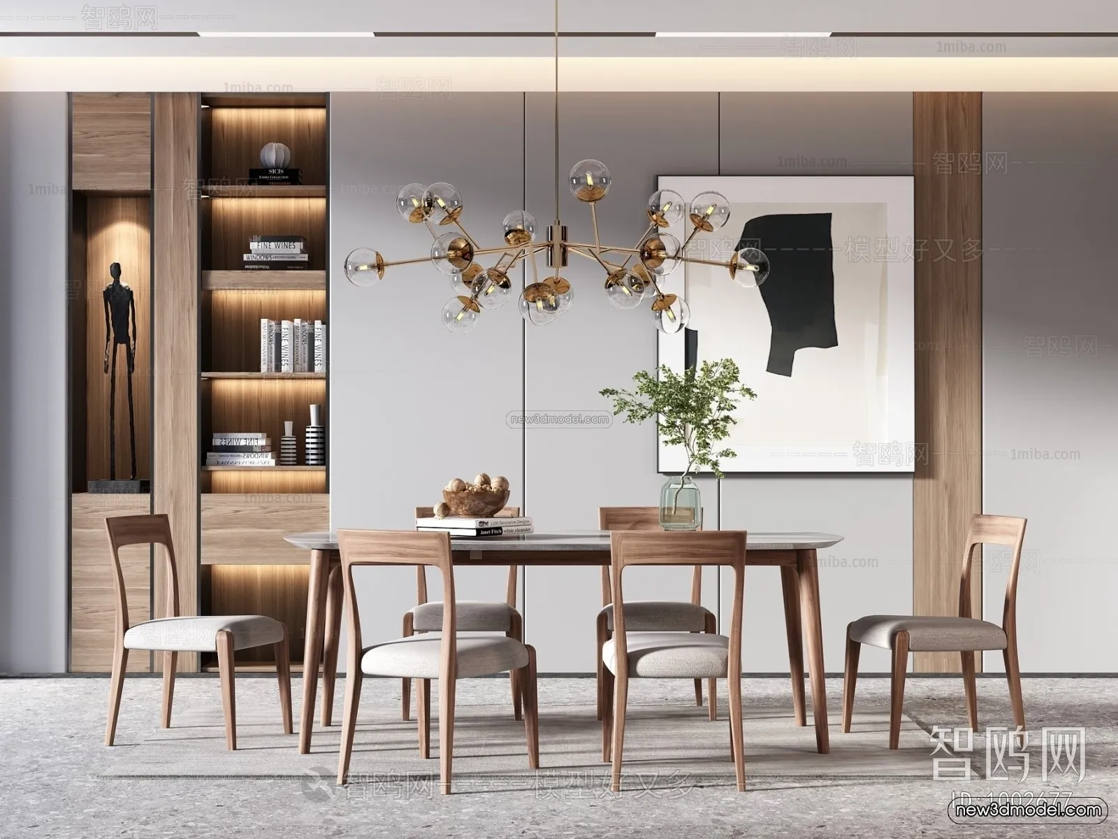 Nordic Style Interior 3D Blocks - Dining Room 3D Model - 419