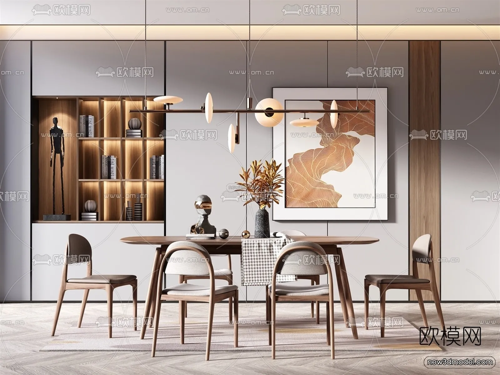 Nordic Style Interior 3D Blocks - Dining Room 3D Model - 420