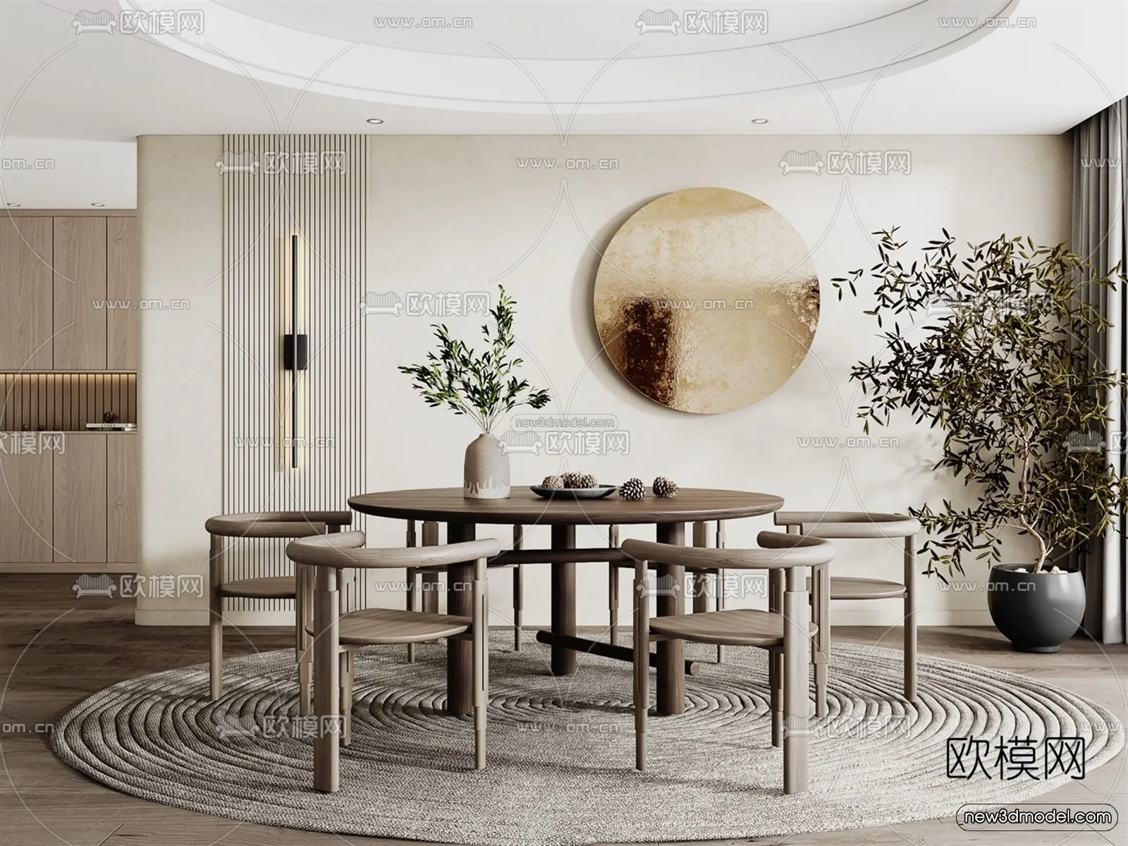 Nordic Style Interior 3D Blocks - Dining Room 3D Model - 426
