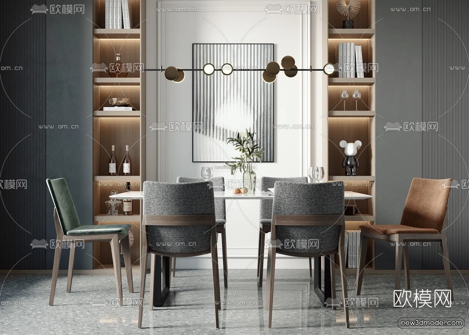 Nordic Style Interior 3D Blocks - Dining Room 3D Model - 430