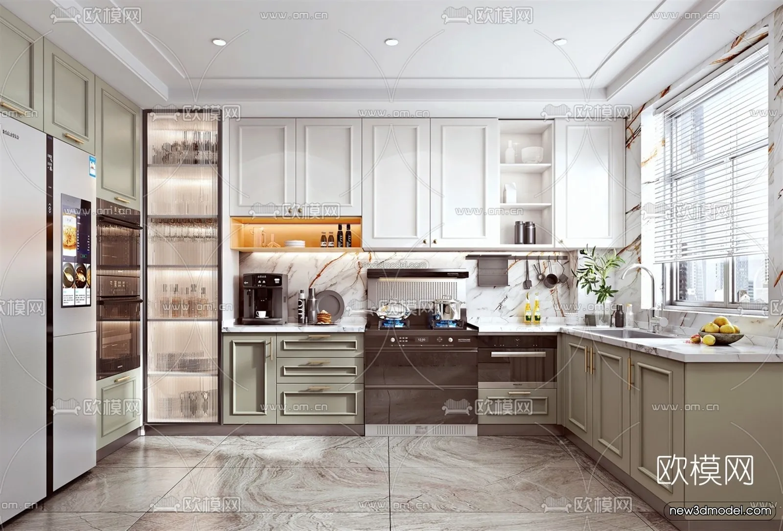 Nordic Style Interior 3D Blocks - Kitchen 3D Model - 440