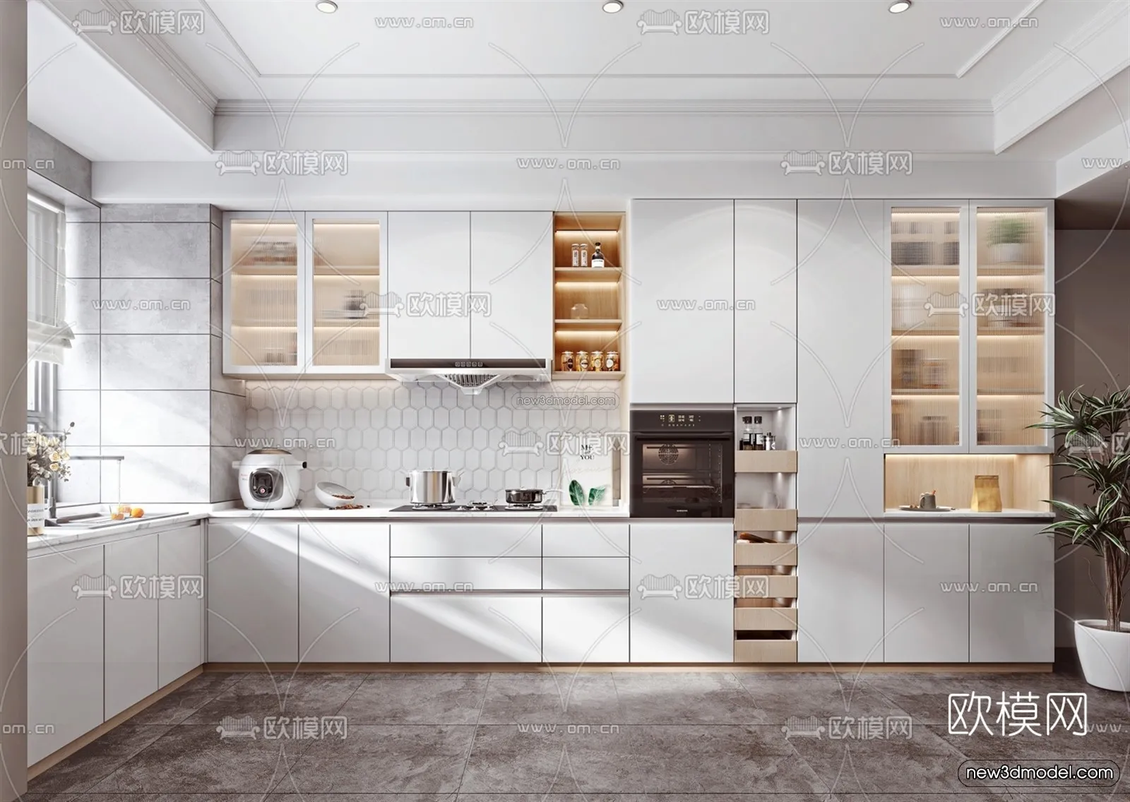 Nordic Style Interior 3D Blocks - Kitchen 3D Model - 444