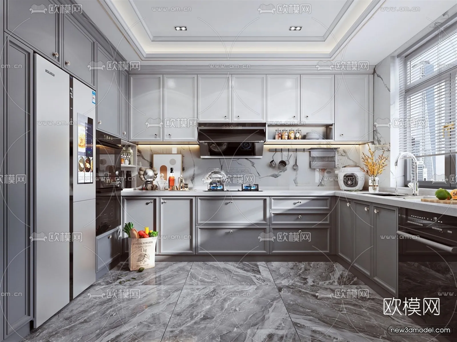 Nordic Style Interior 3D Blocks - Kitchen 3D Model - 446