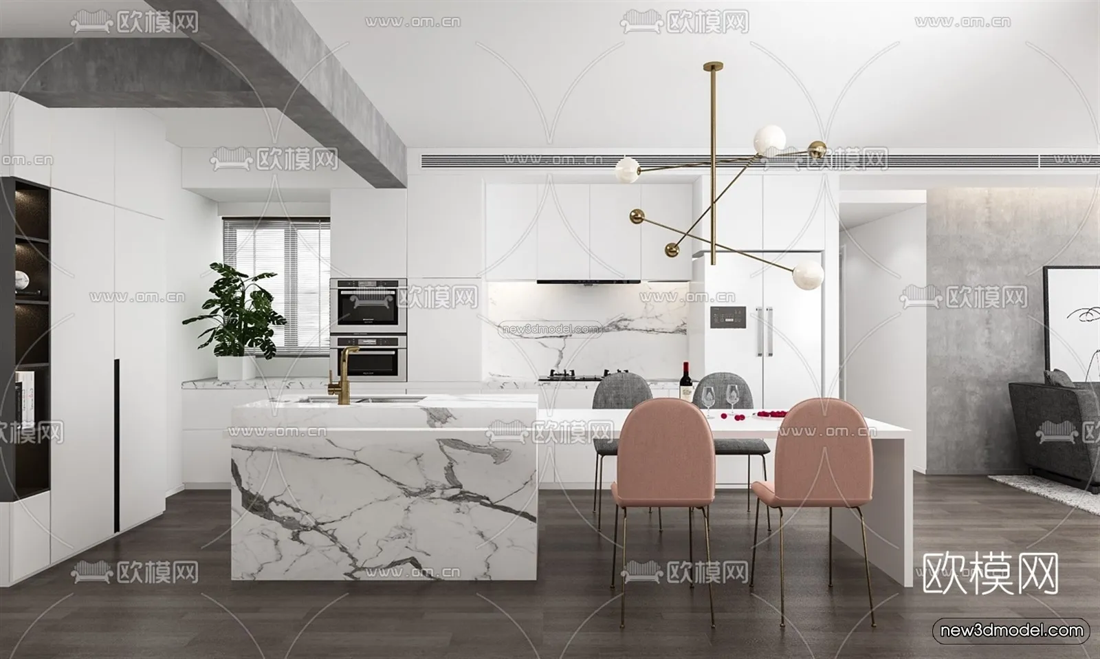 Nordic Style Interior 3D Blocks - Kitchen 3D Model - 447