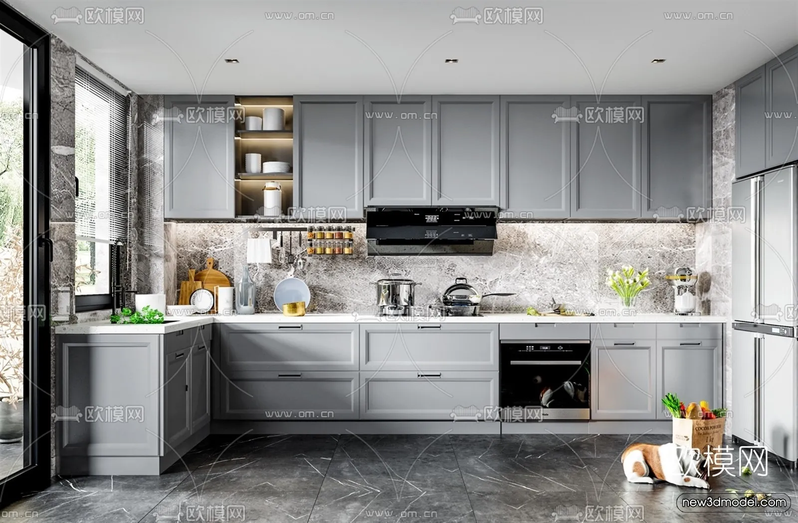 Nordic Style Interior 3D Blocks - Kitchen 3D Model - 449