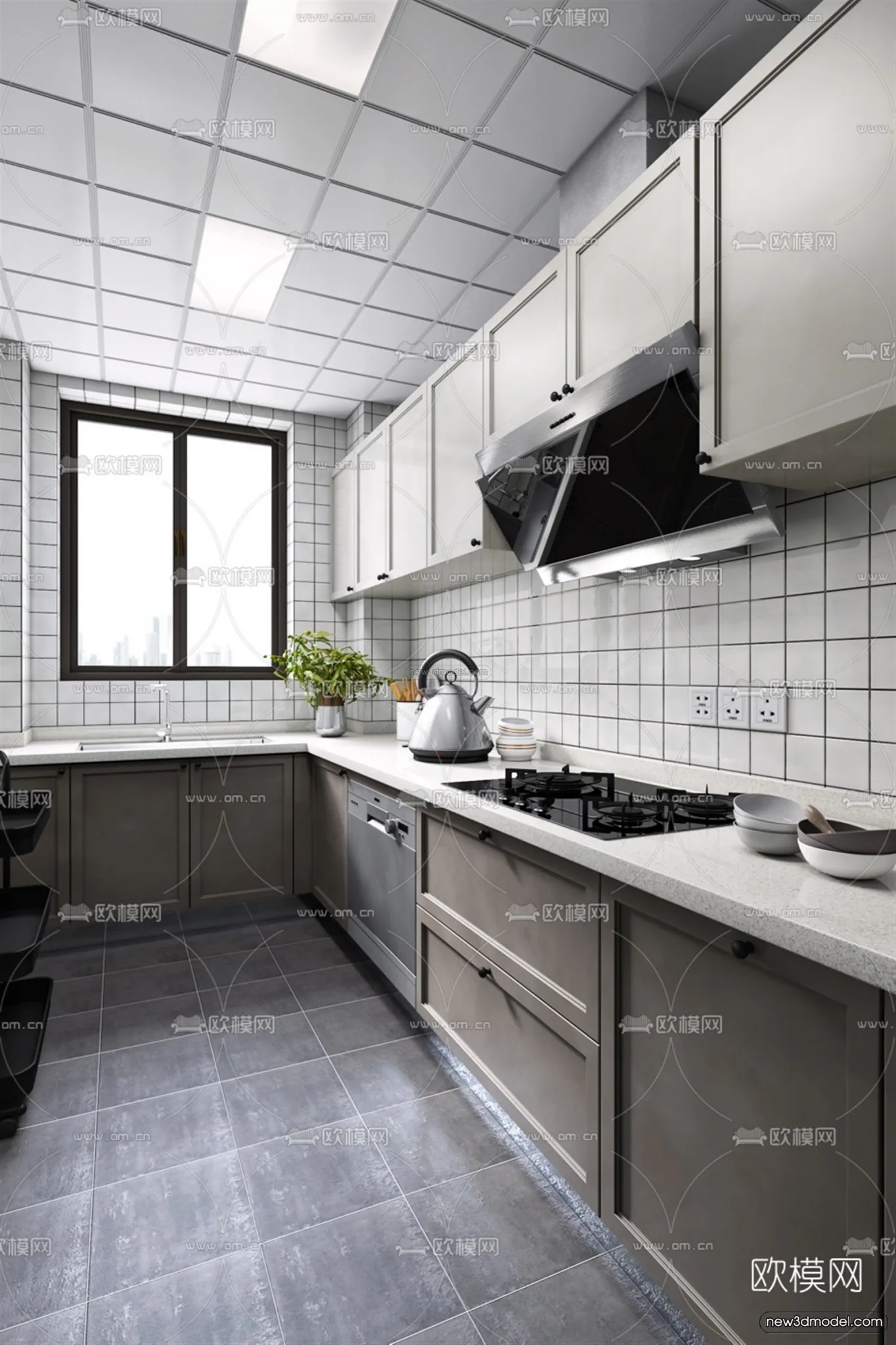 Nordic Style Interior 3D Blocks - Kitchen 3D Model - 453